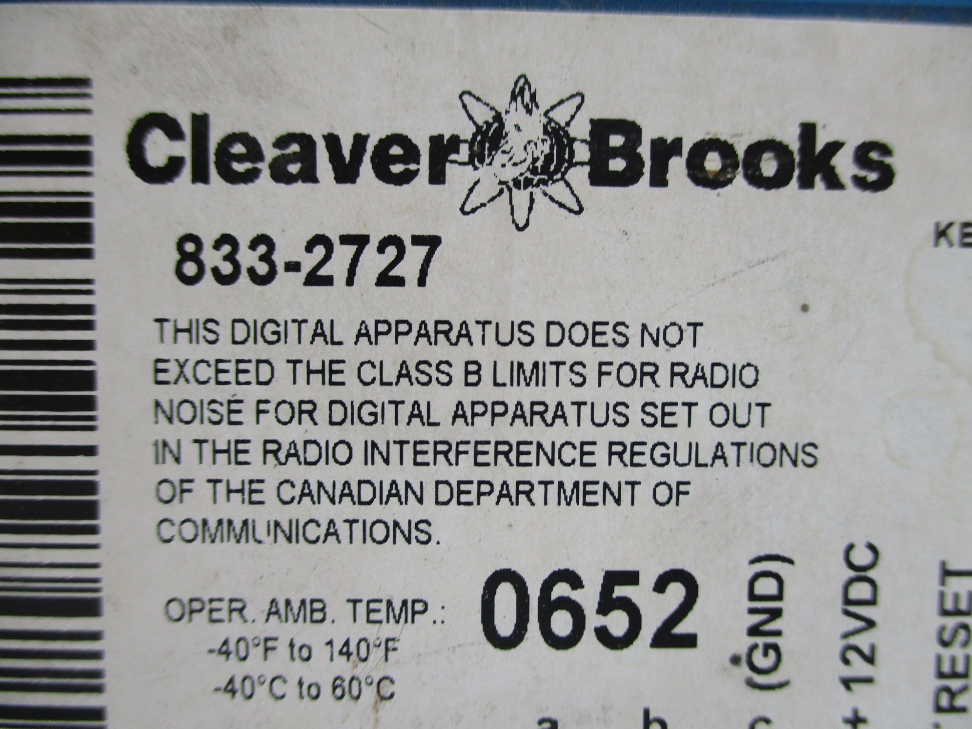 CLEAVER BROOKS 833-2727 NSNP