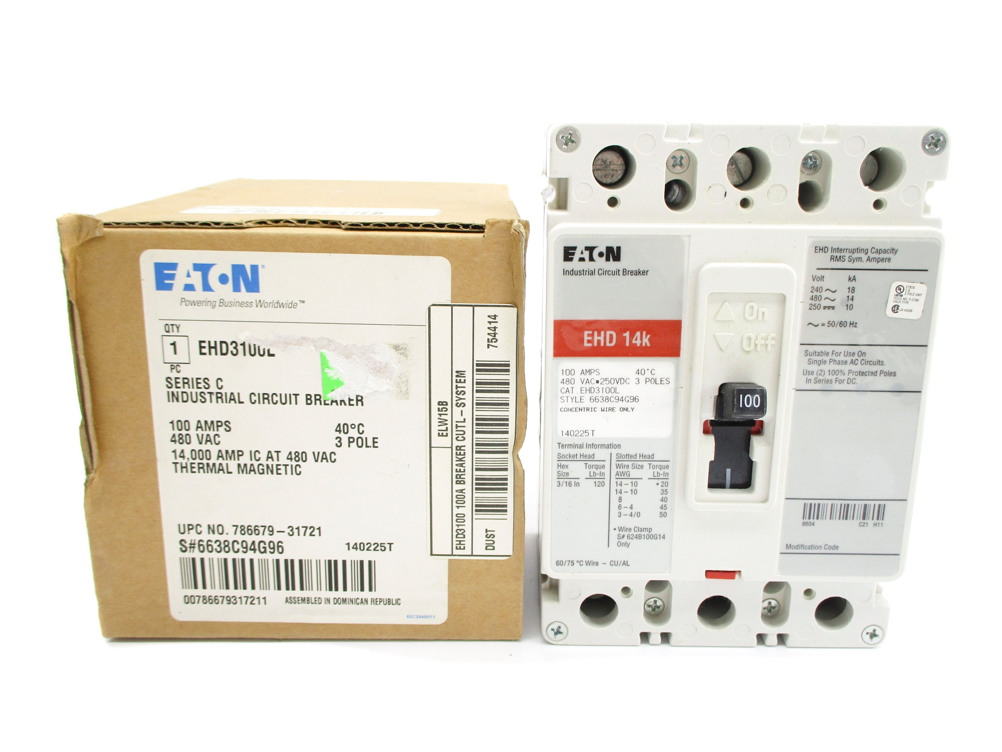 EATON EHD3100L SER. C 480VAC 100A NSMP