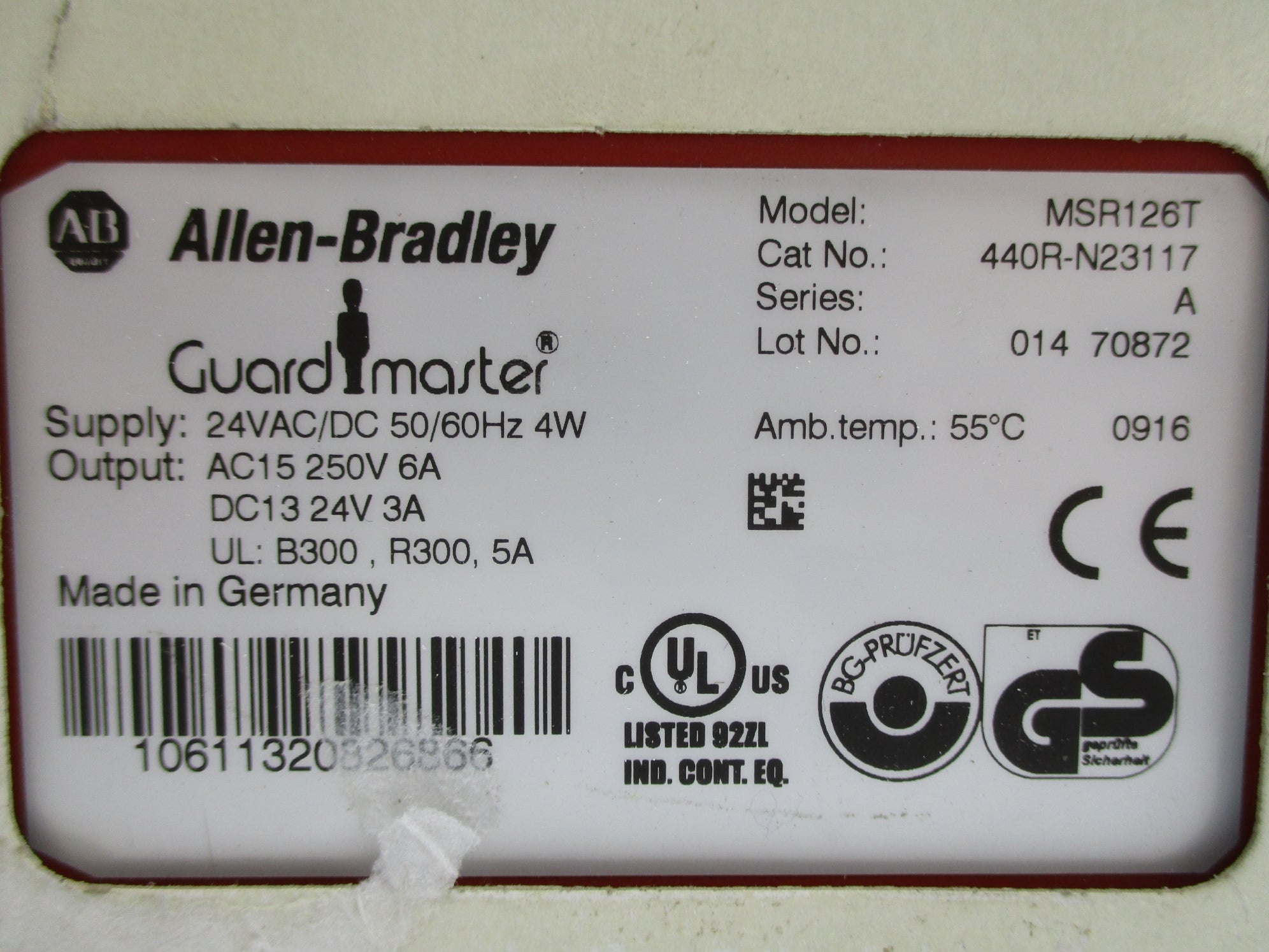 ALLEN BRADLEY 440R-N23117 SER. A 250V 6A (WH) NSMP