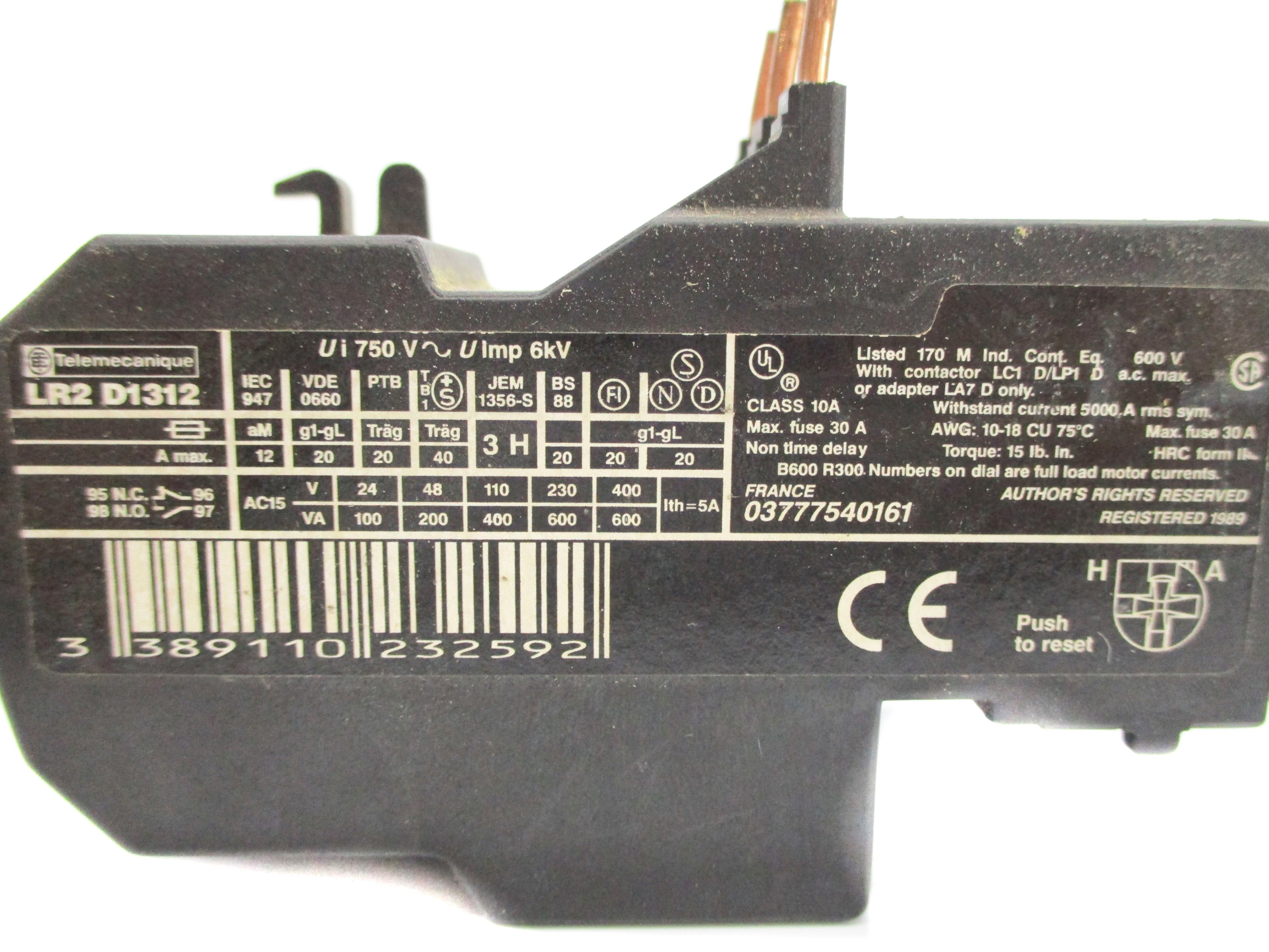 TELEMECANIQUE LR2D1312 750V 5.5-8A NSNP