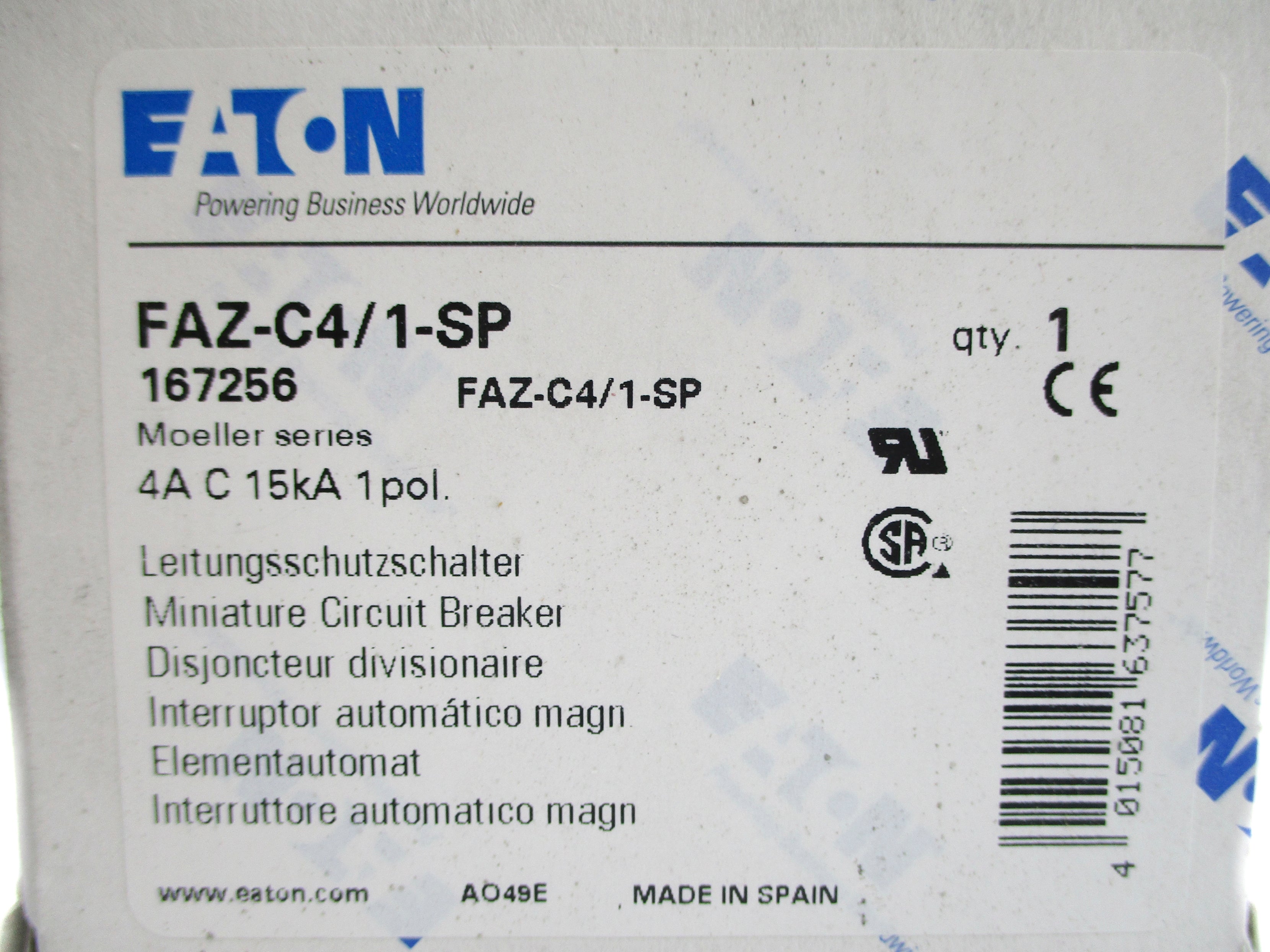 EATON FAZ-C4/1-SP 230/400V 240/415V 4A NSMP