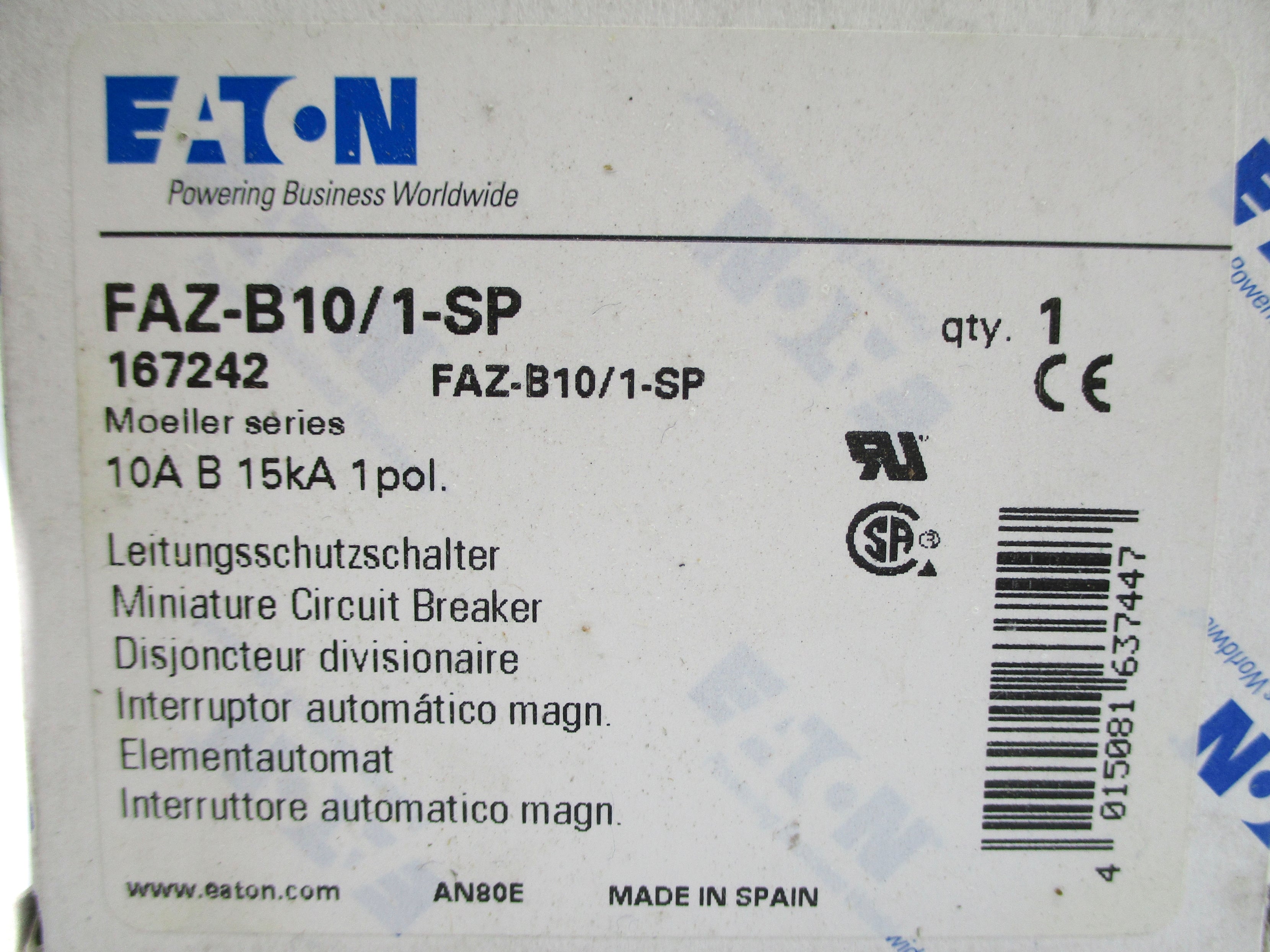 EATON FAZ-B10/1-SP 230/400V 277VAC 10A NSMP