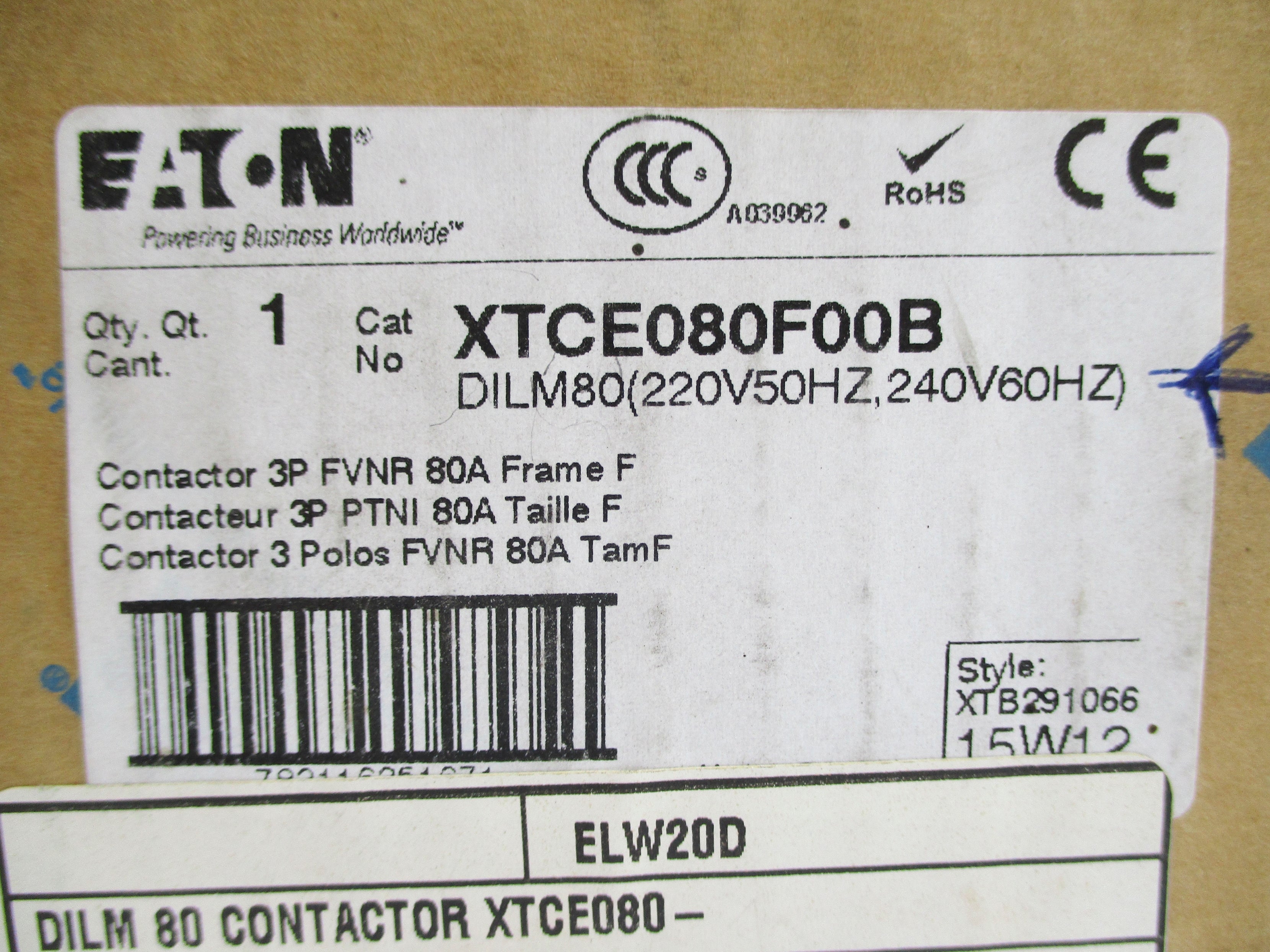 EATON XTCE080F00B DILM80 220/240V NSMP