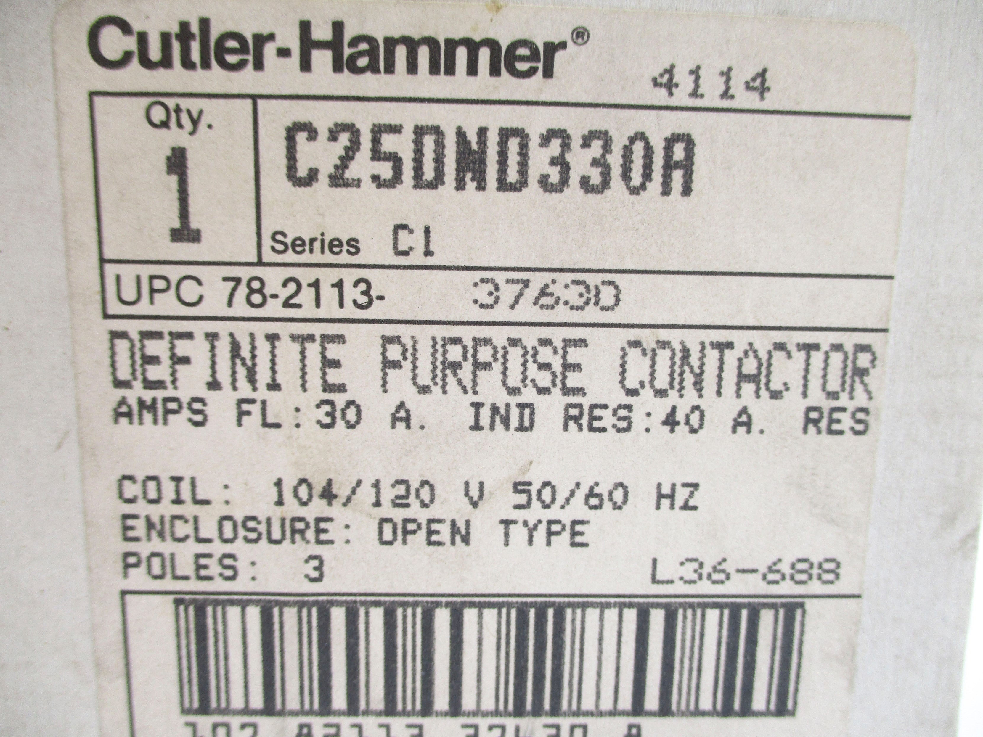 CUTLER HAMMER C2DND330A SER. C1 104/120V  NSMP
