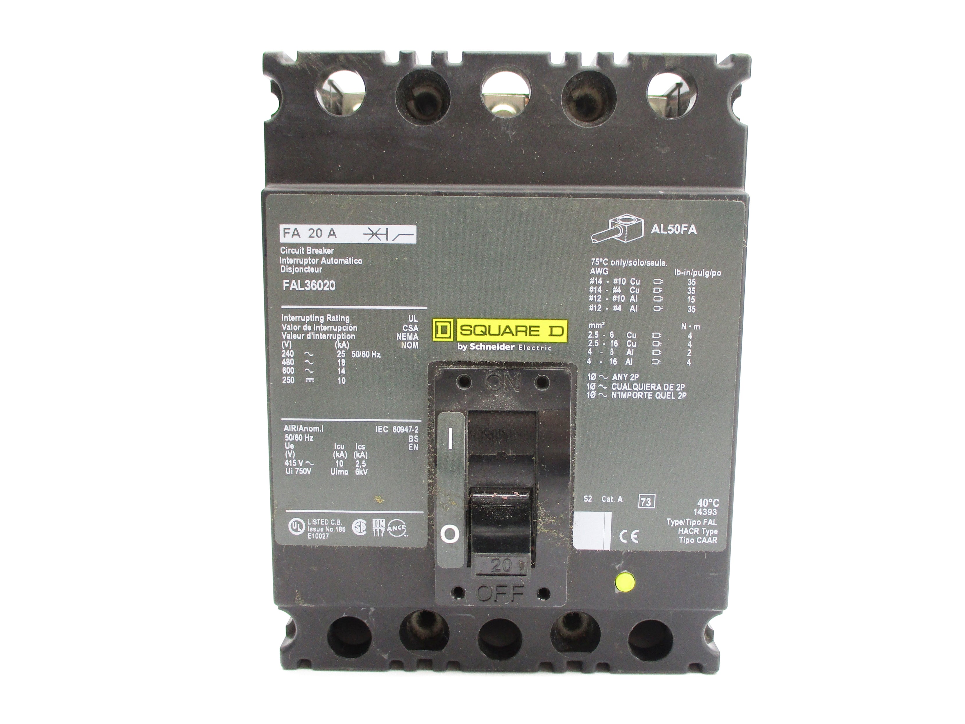SQUARE D FAL36020 20A 600V NSNP