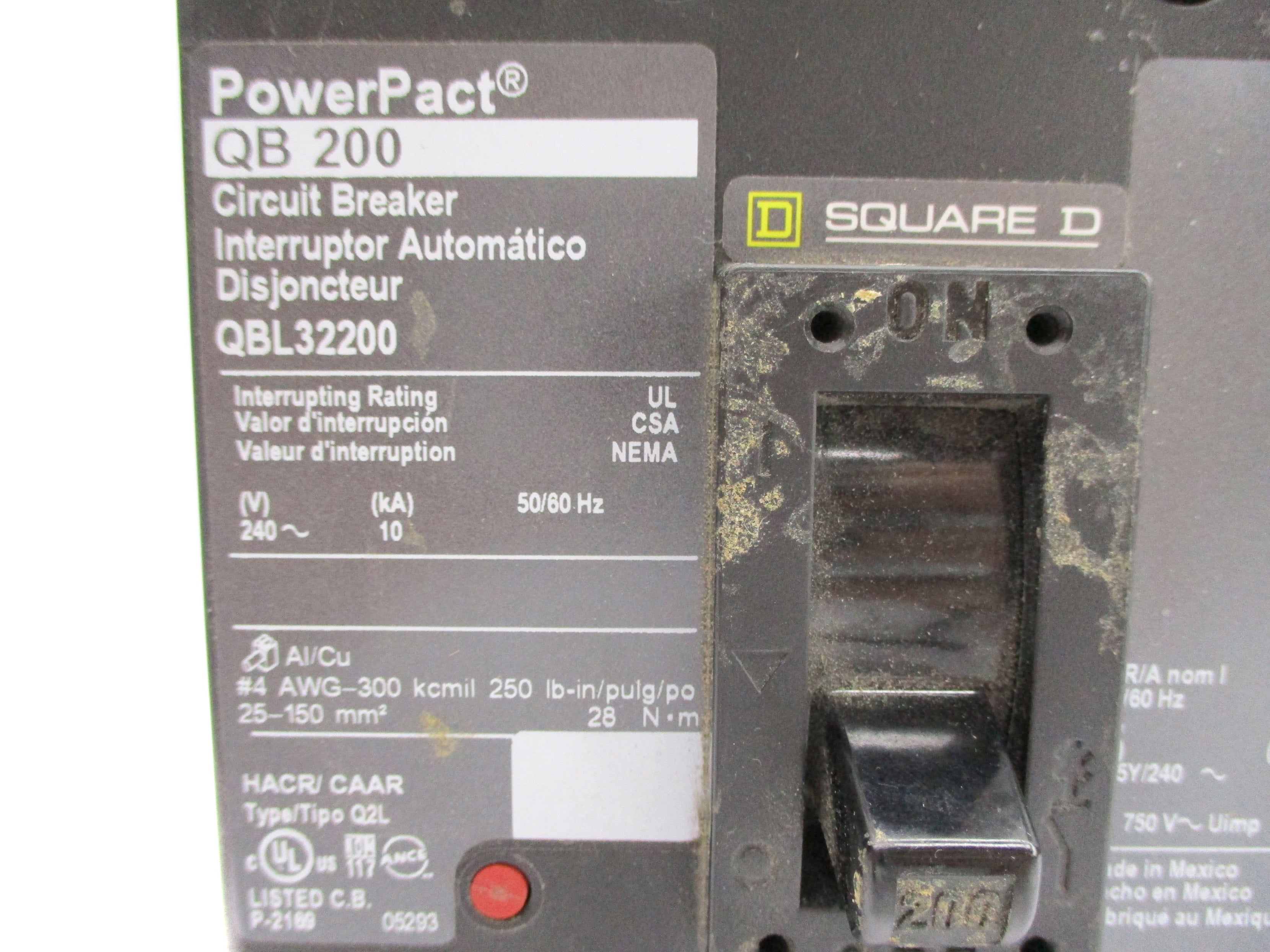 SQUARE D QBL32200 200A 240V UNMP