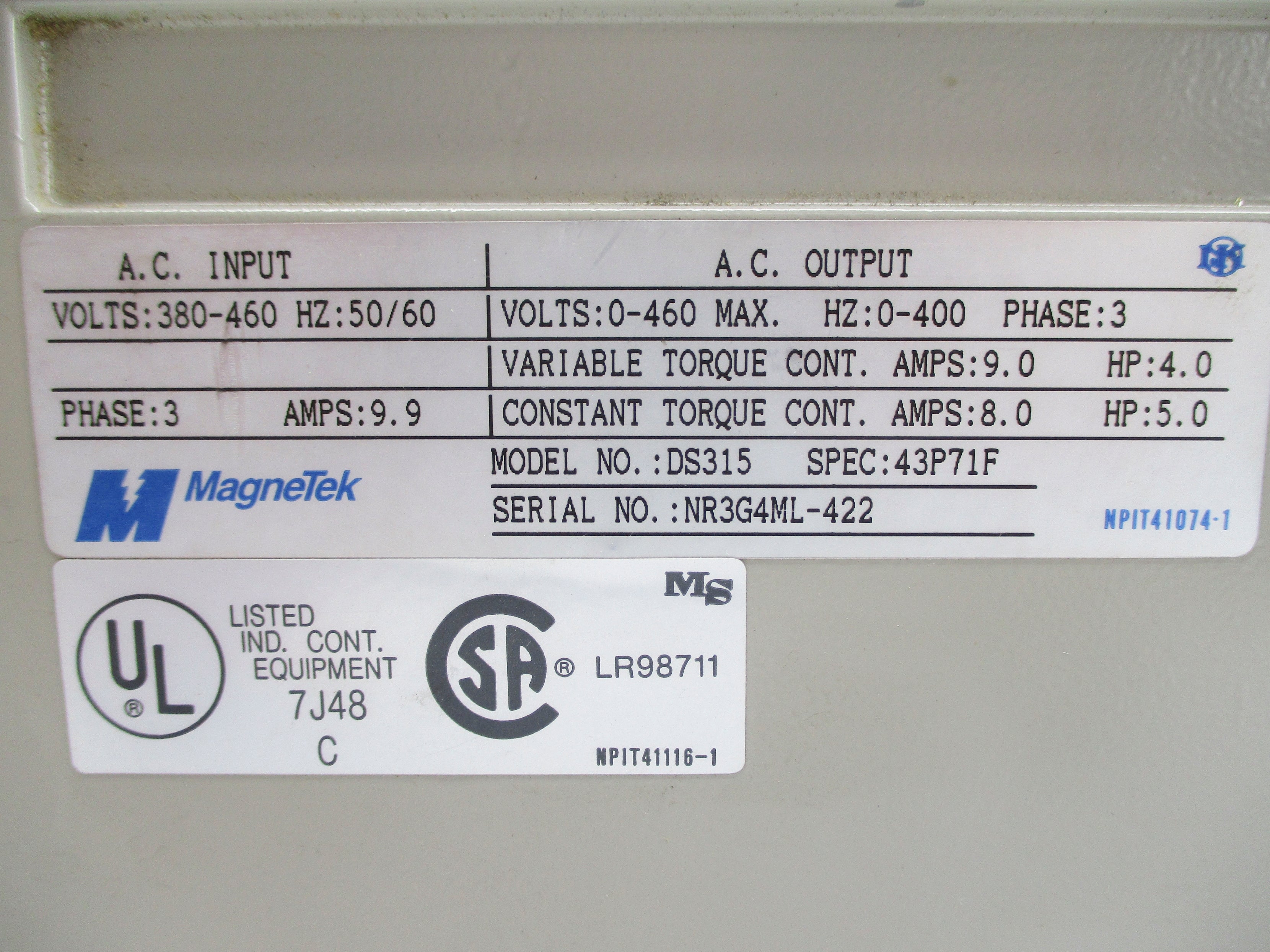 MAGNETEK DS315 NSNP
