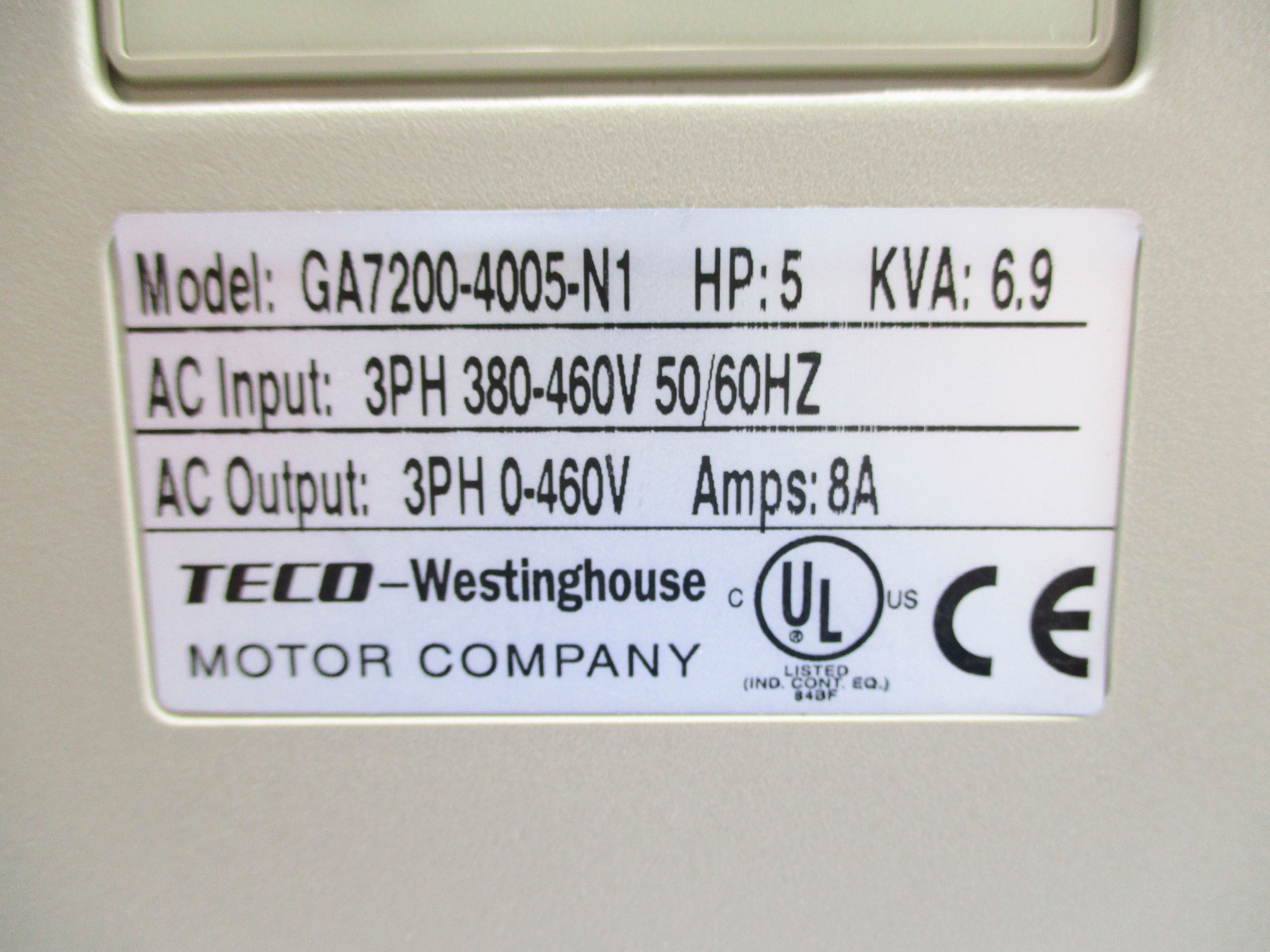 TECO WESTINGHOUSE GA7200-4005-N1 NSNP