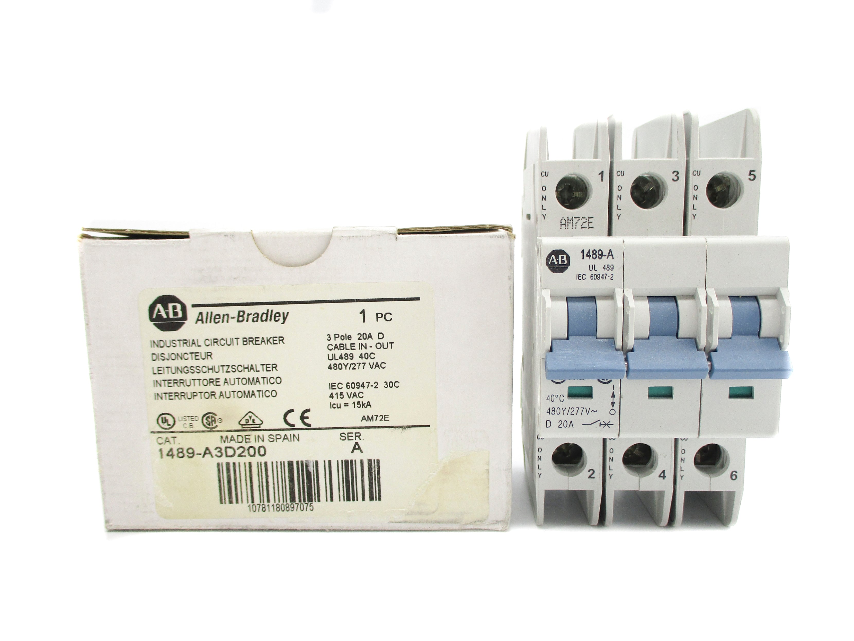 ALLEN BRADLEY 1489-A3D200 SER. A 277V 20A NSMP