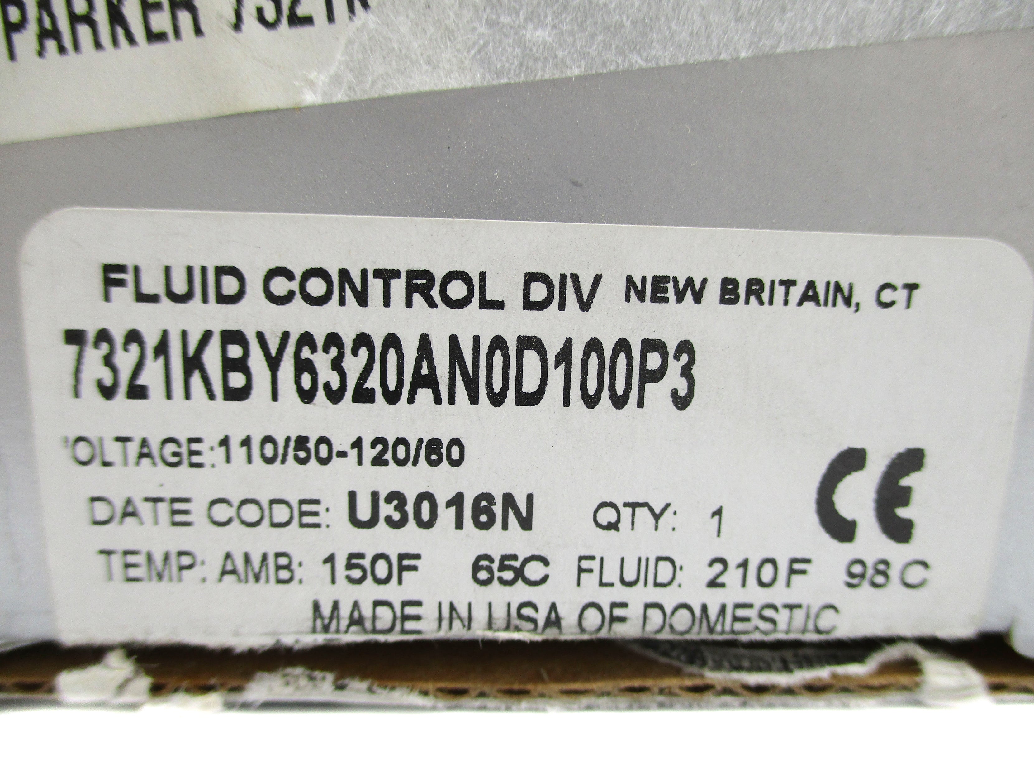 PARKER 7321KBY6320AN0D100P3 110/120V 3-300PSI NSMP