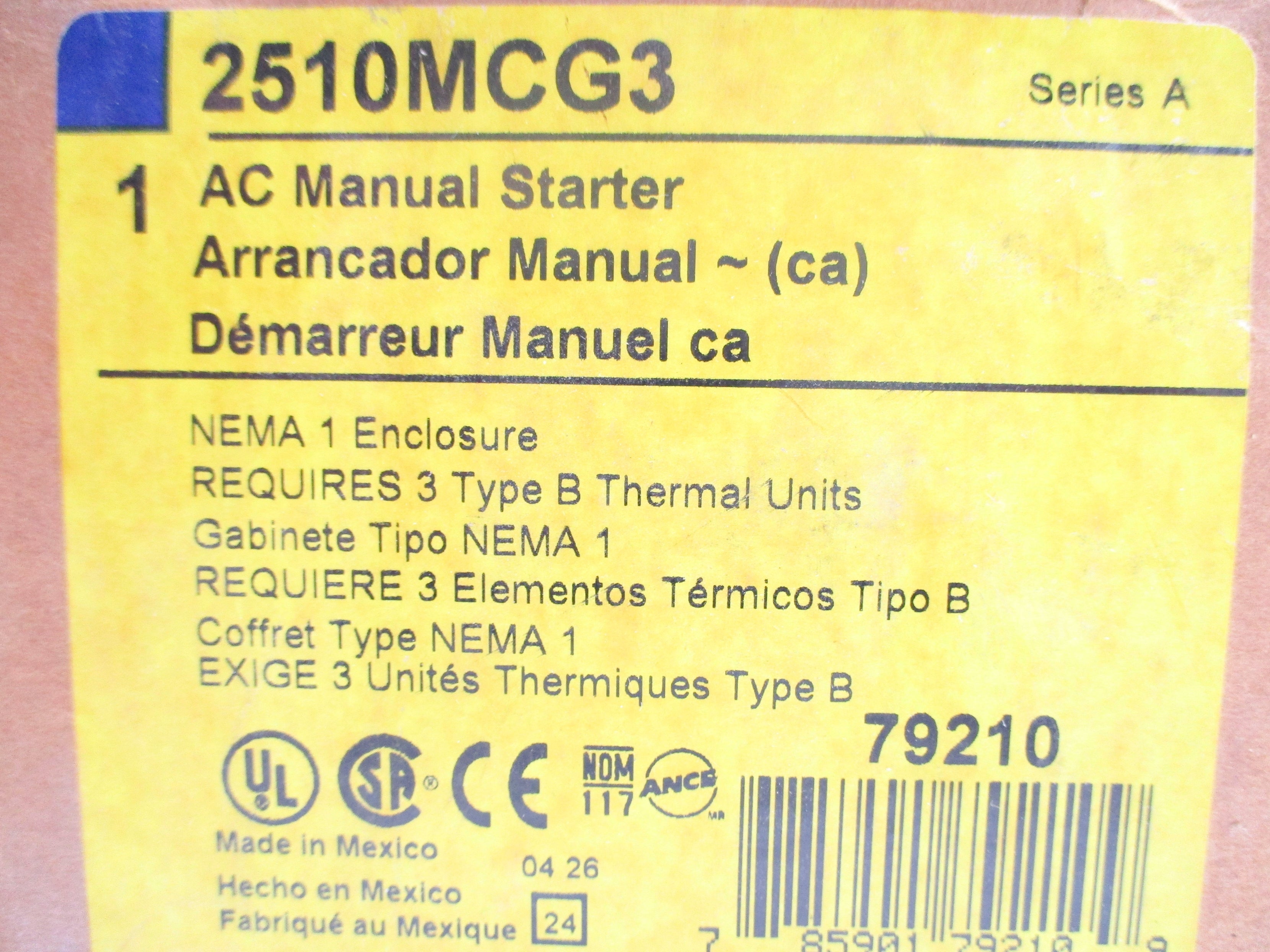 SQUARE D 2510MCG3 SER. A NSMP