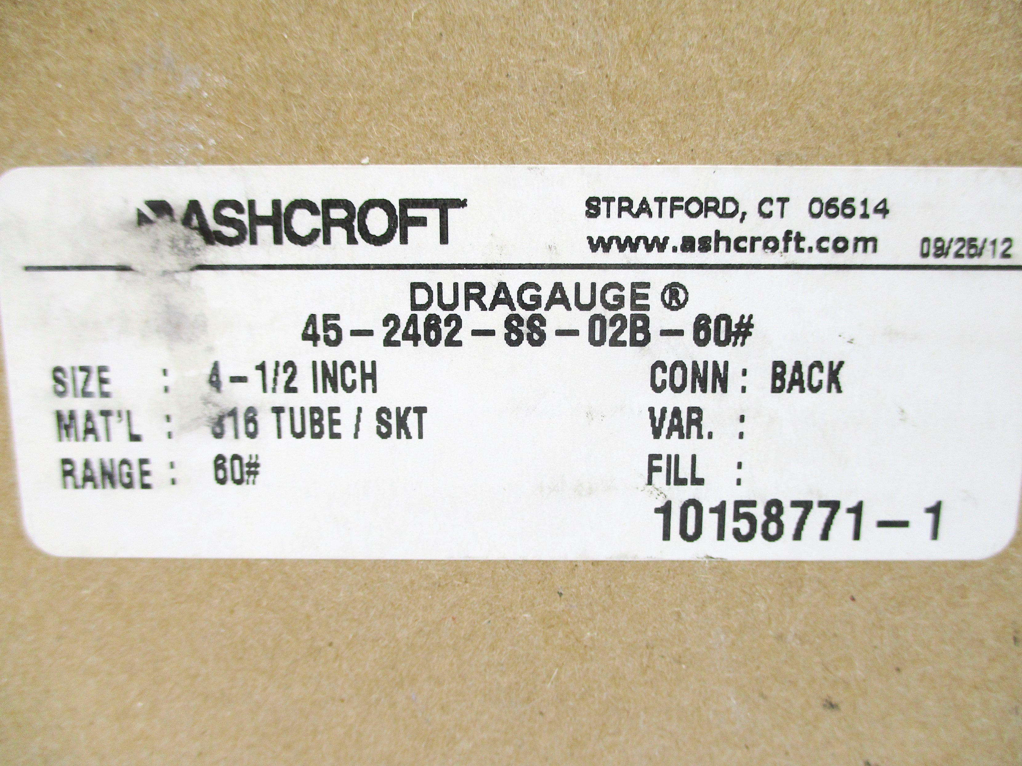 ASHCROFT 45-2462-SS-02B-60# 0-60PSI NSMP