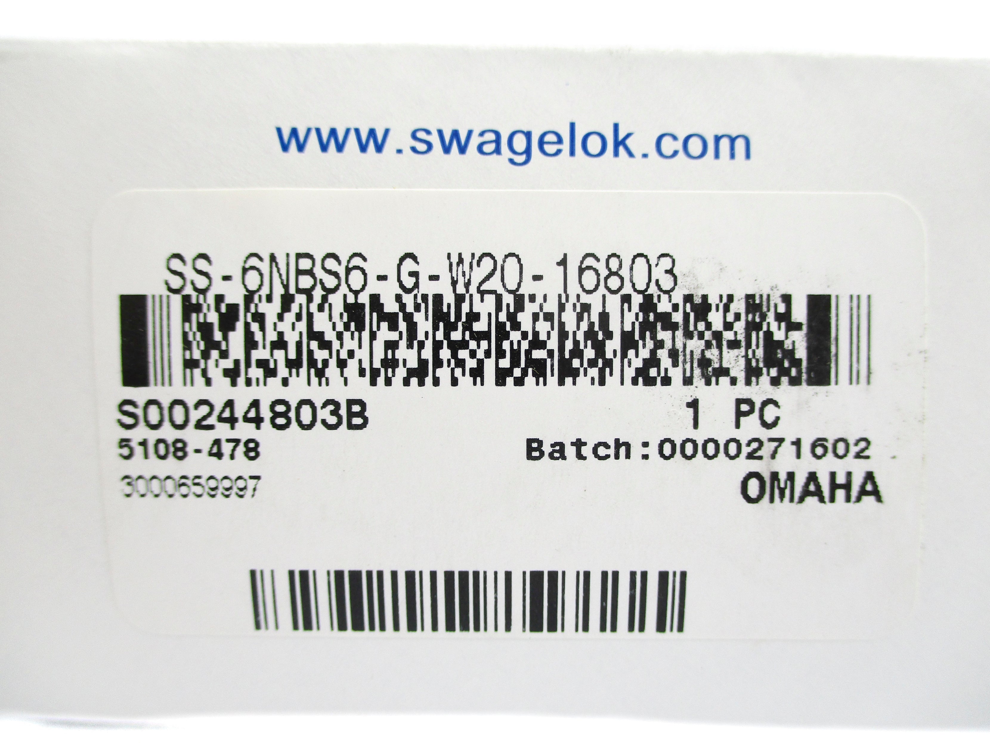 SWAGELOK SS-6NBS6-G-W20-16803 5000PSIG NSMP