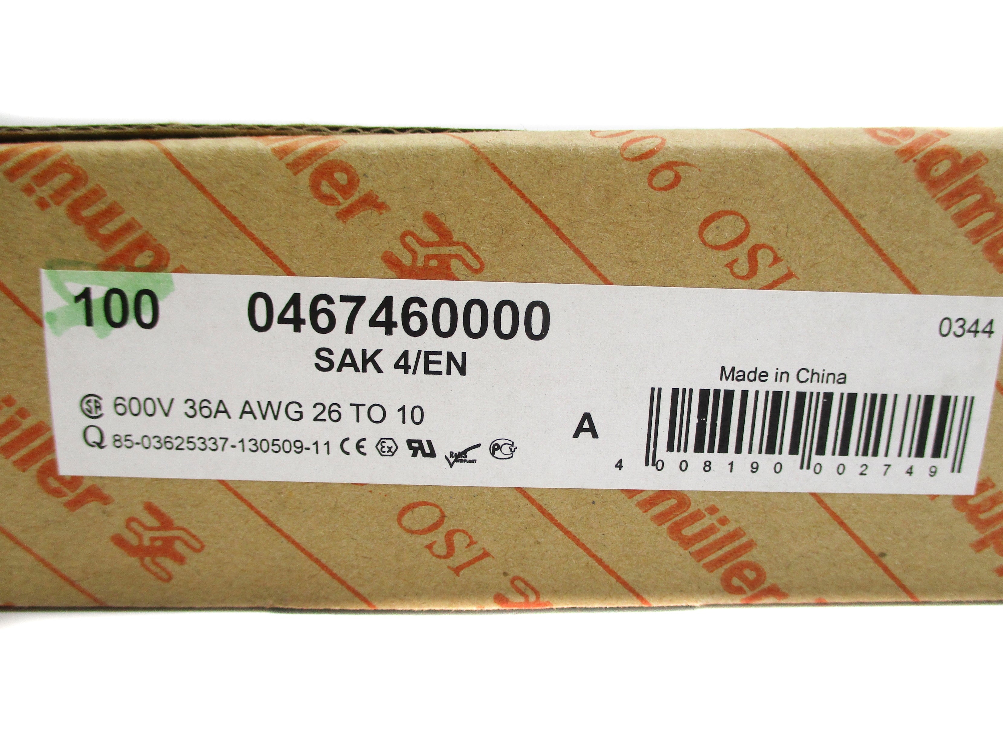 WEIDMULLER SAK4/EN 0467460000 (PKG OF 100) NSMP