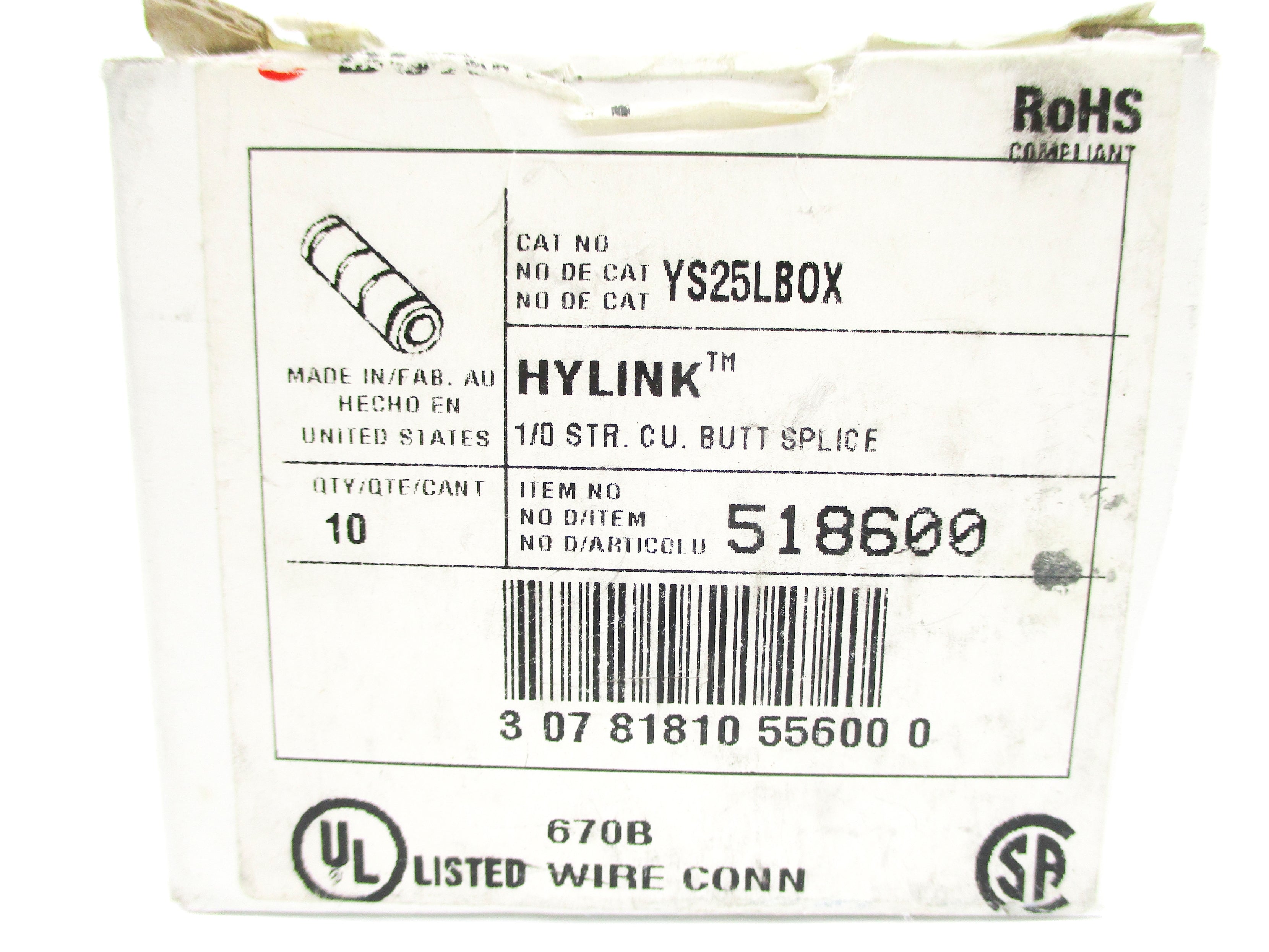 BURNDY YS25LBOX (PKG OF 10) NSMP