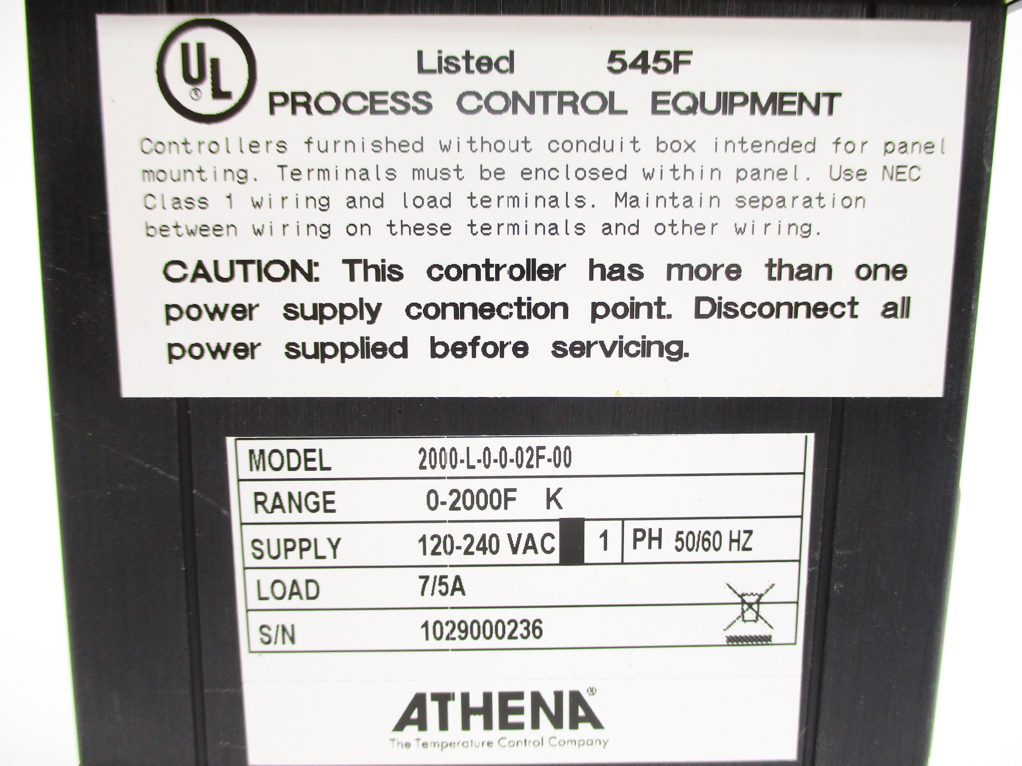 ATHENA 2000-L-0-0-02F-00 100-240VAC 7/5A 0-2000'F NSNP