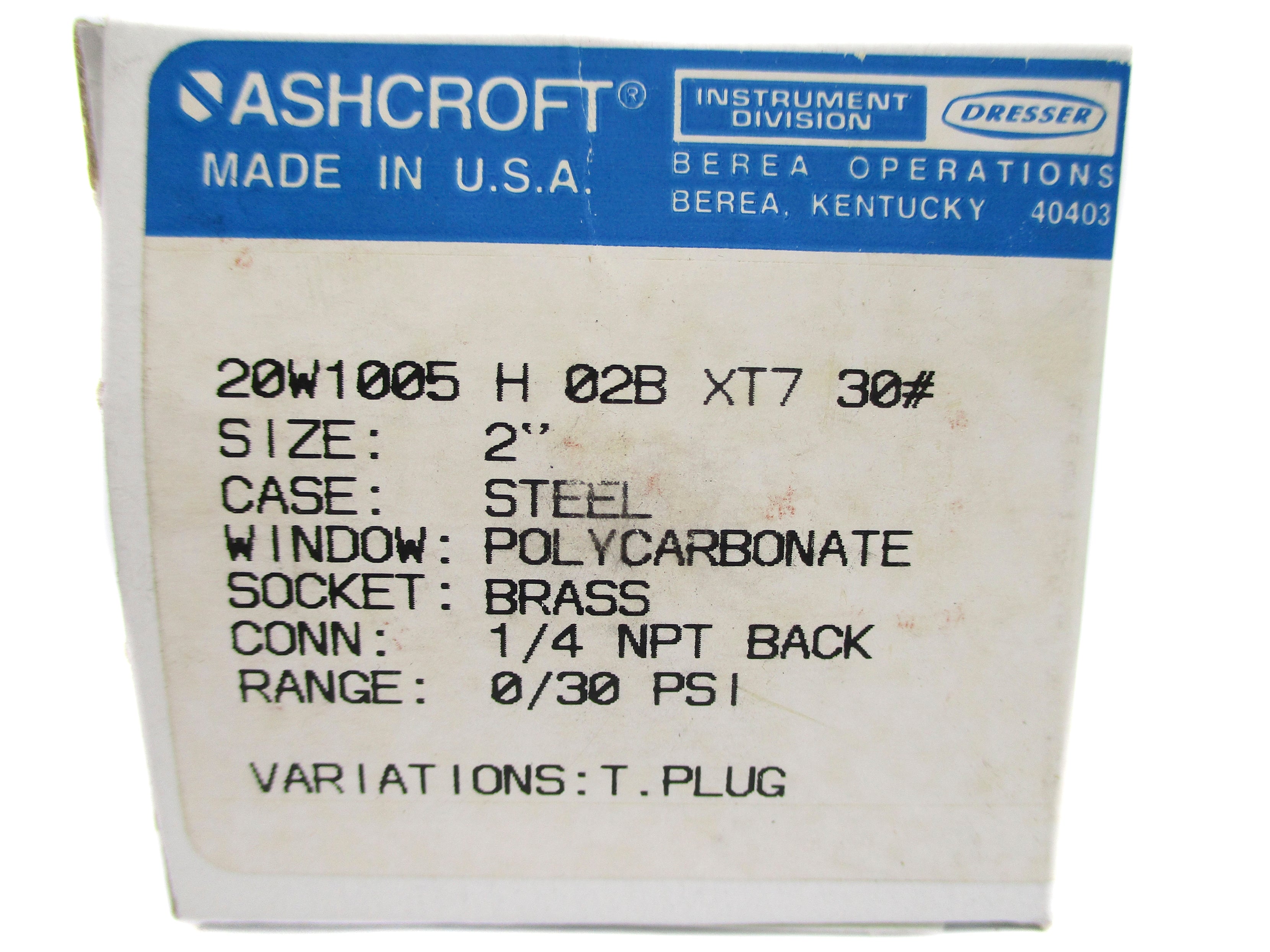 ASHCROFT 20W1005H02BXT730# 0-30PSI NSMP