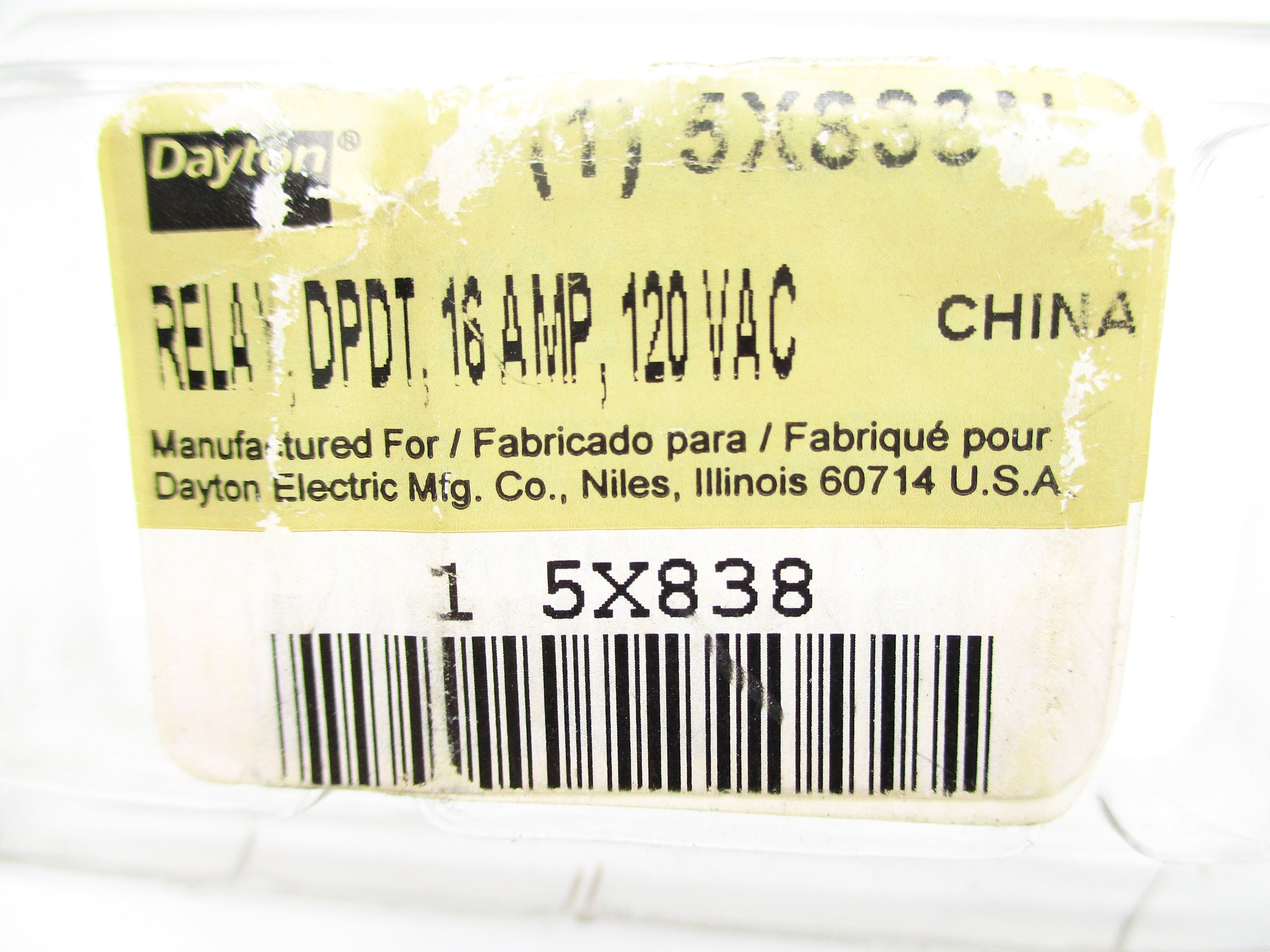 DAYTON 5X838N 120VAC 16A NSMP