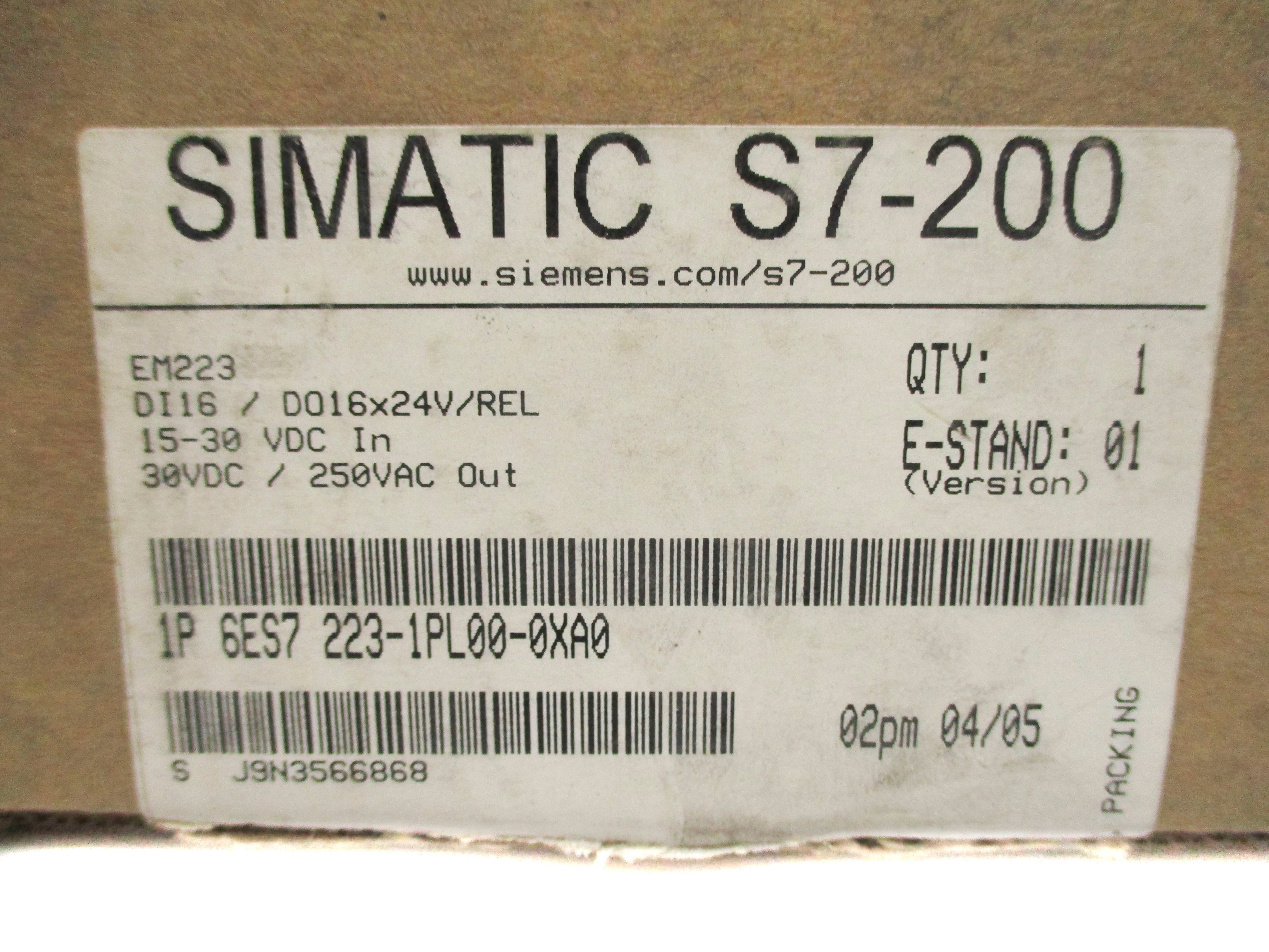SIEMENS 6ES7223-1PL00-0XA0 24VDC NSMP