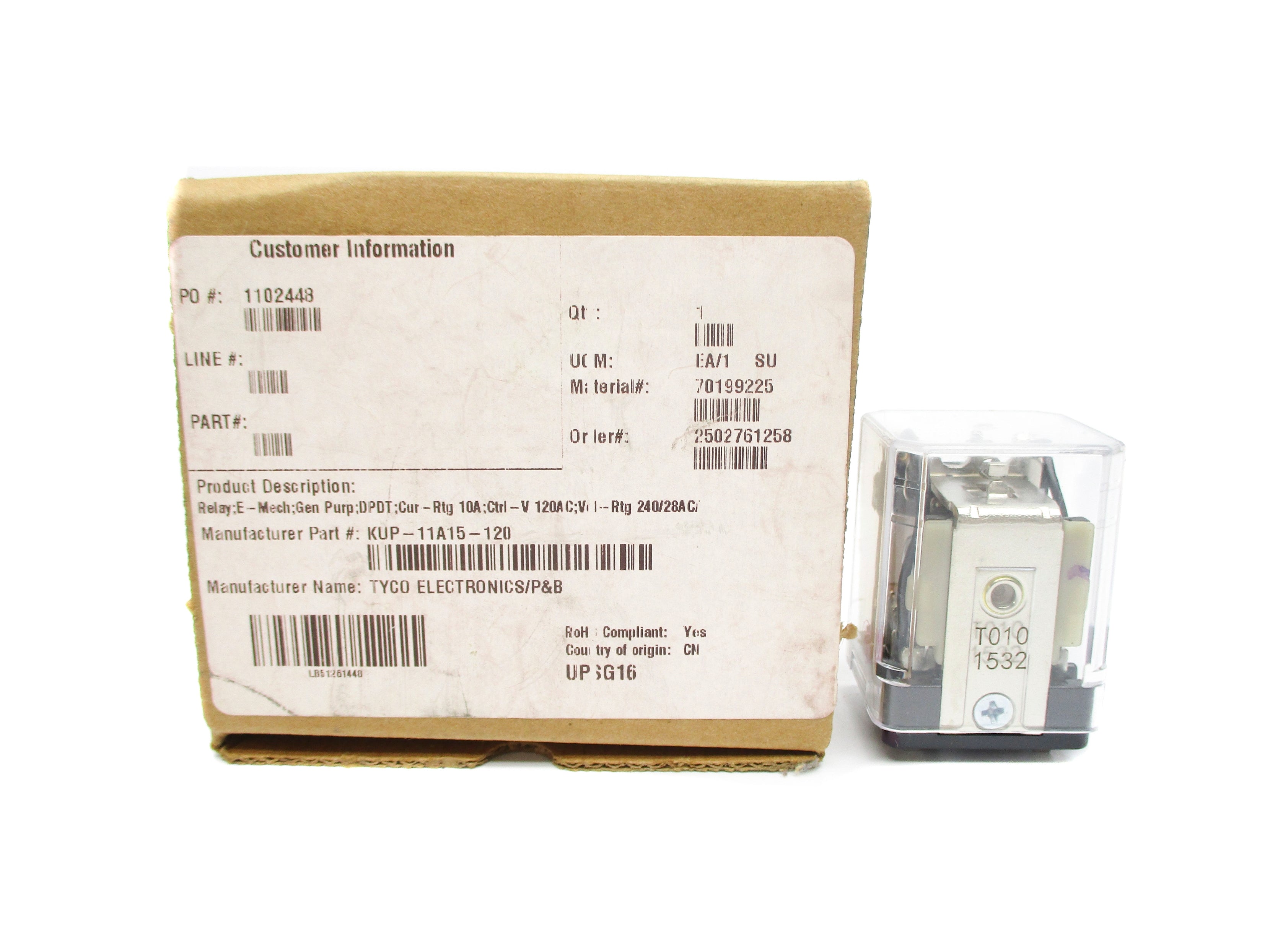 POTTER&BRUMFIELD KUP-11A15-120 120VAC 10A NSMP