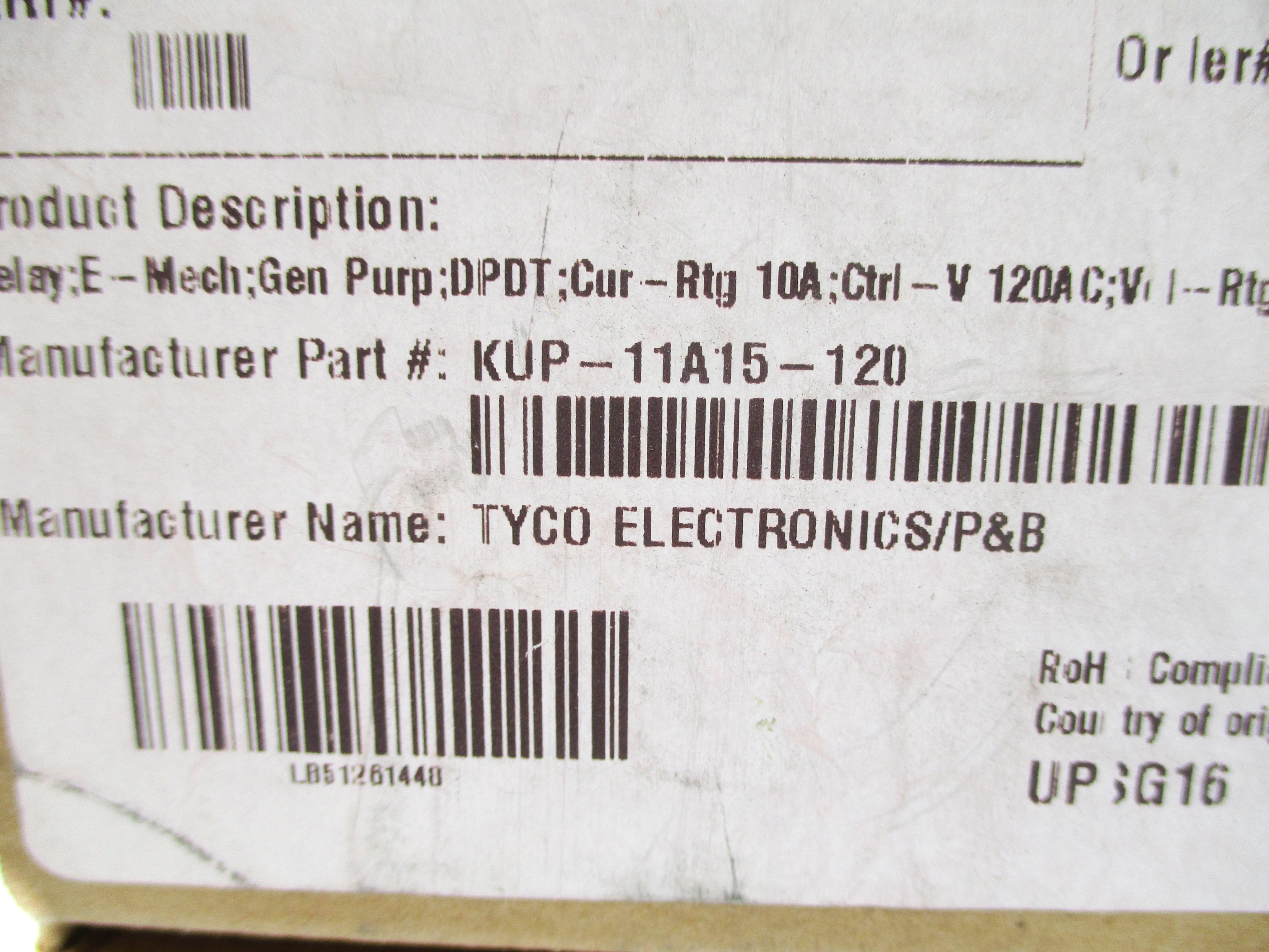 POTTER&BRUMFIELD KUP-11A15-120 120VAC 10A NSMP