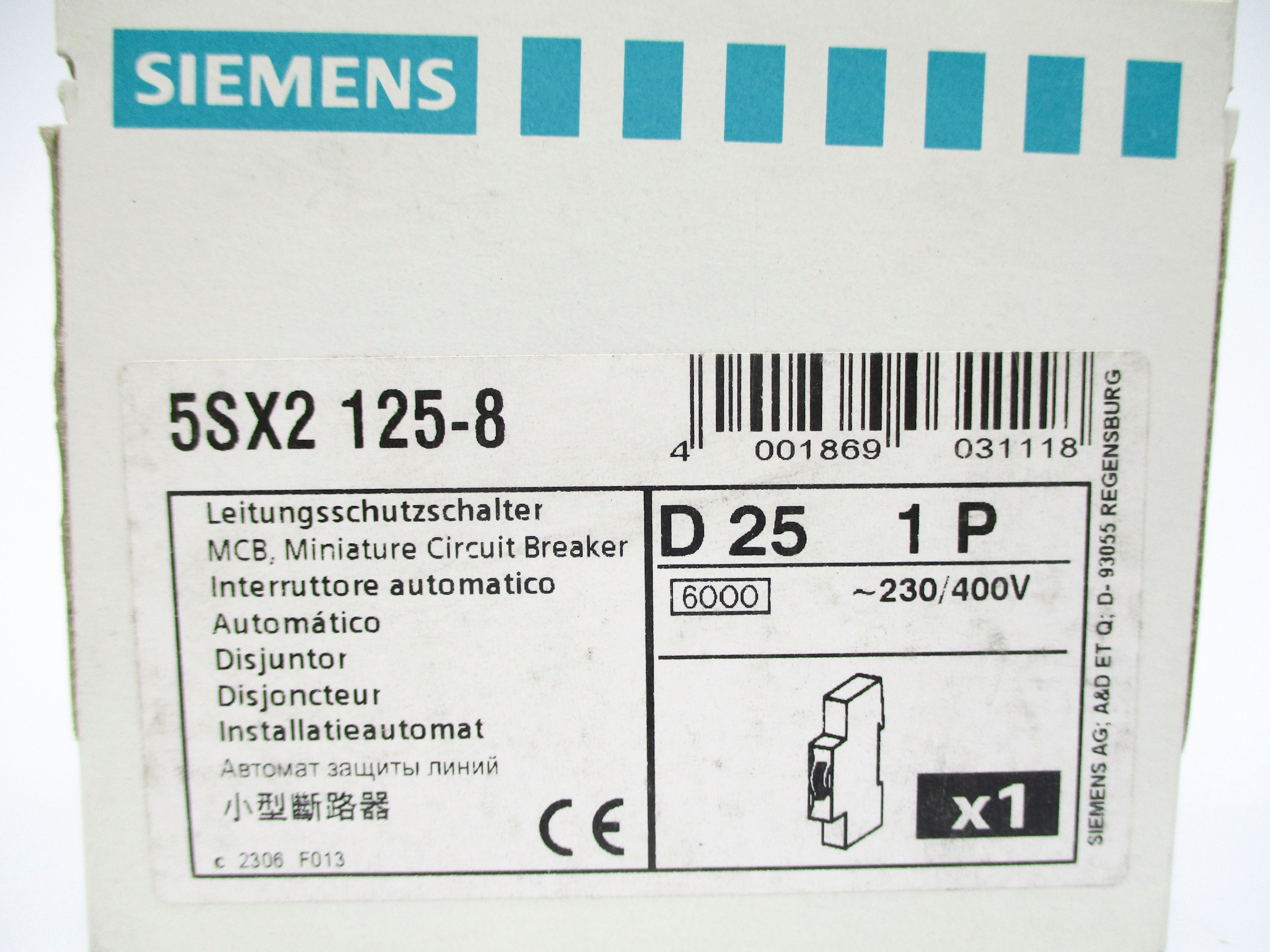 SIEMENS 5SX2125-8 230/400V 25A NSMP