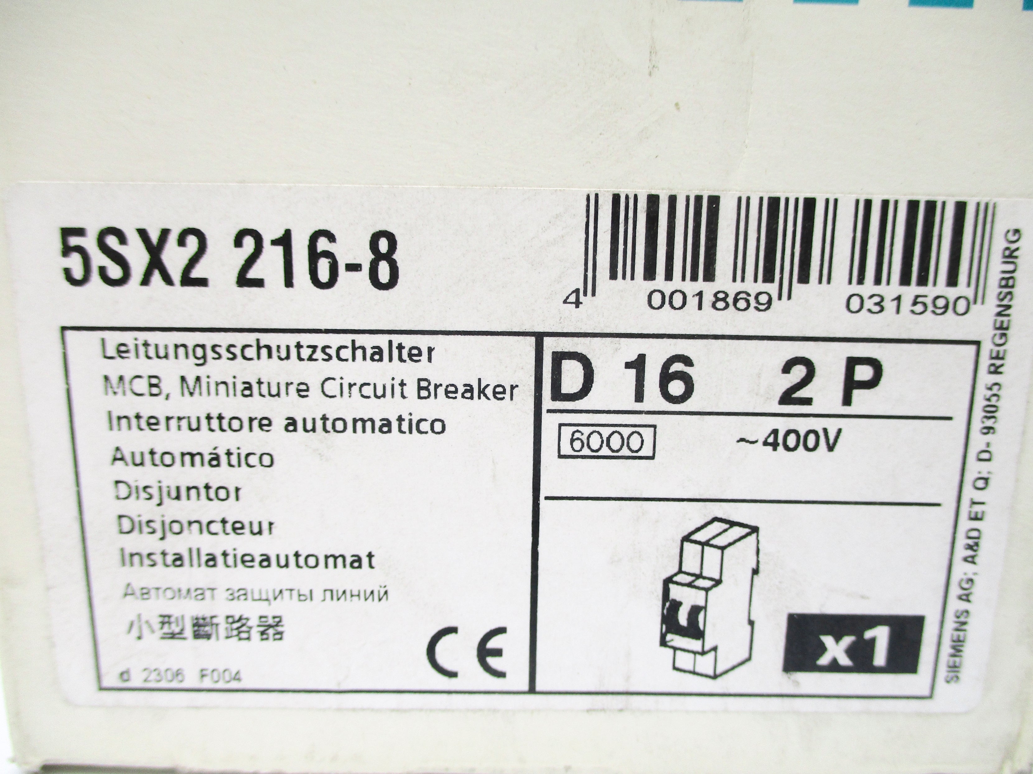 SIEMENS 5SX2216-8 400V 16A NSMP