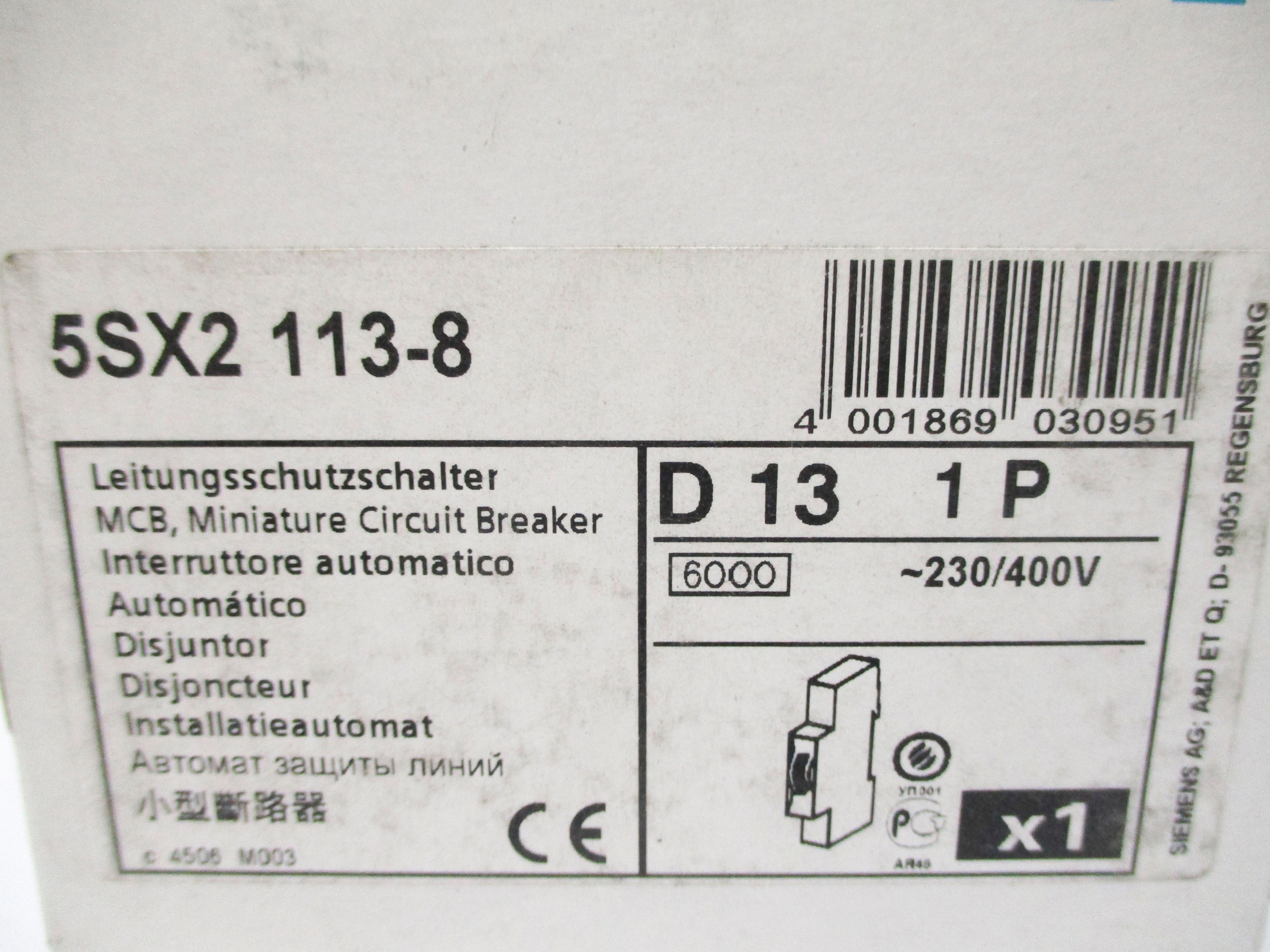 SIEMENS 5SX2113-8 230/400V 13A NSMP