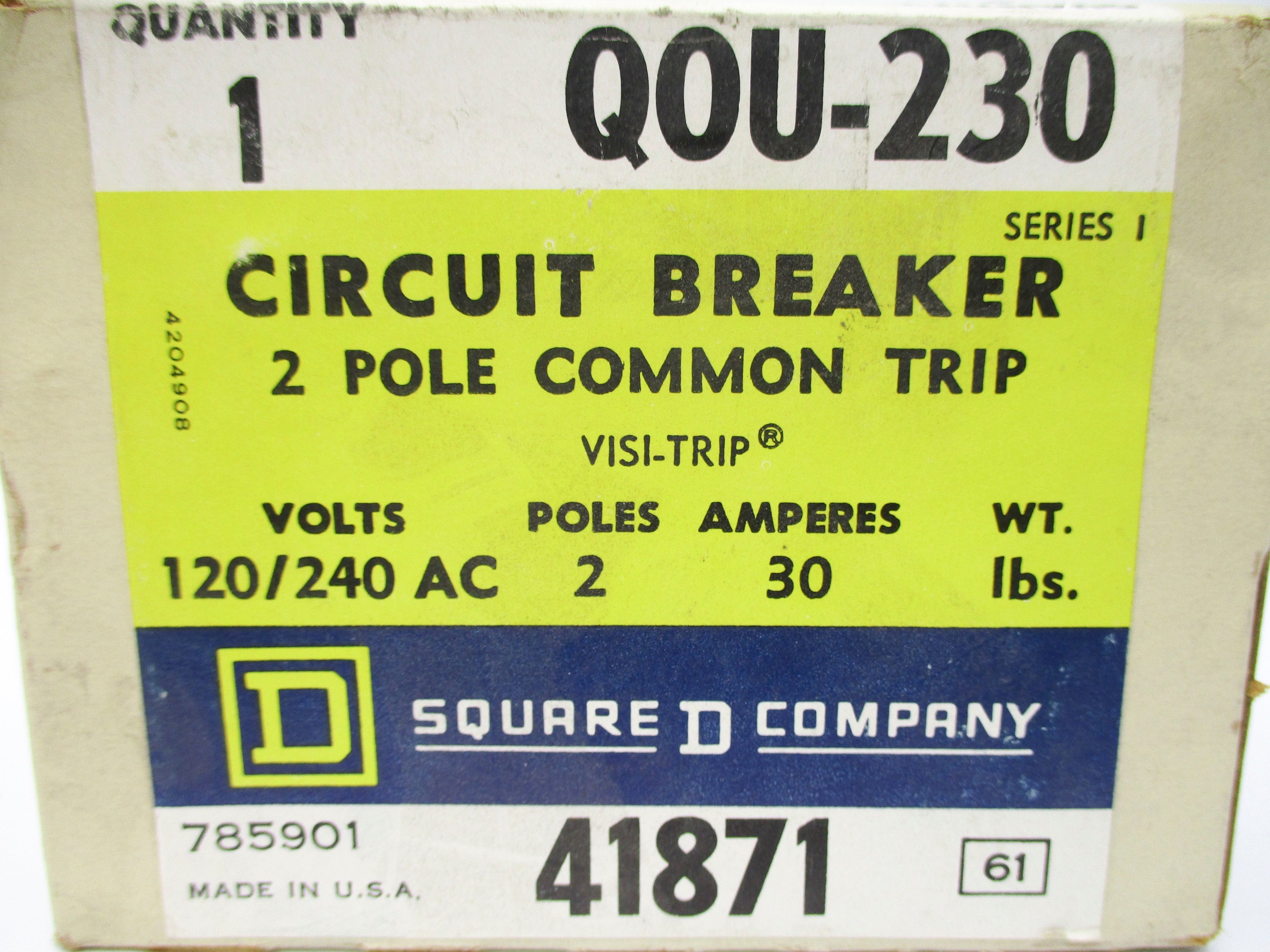 SQUARE D QOU230 SER. 1 30A 120/240V NSMP