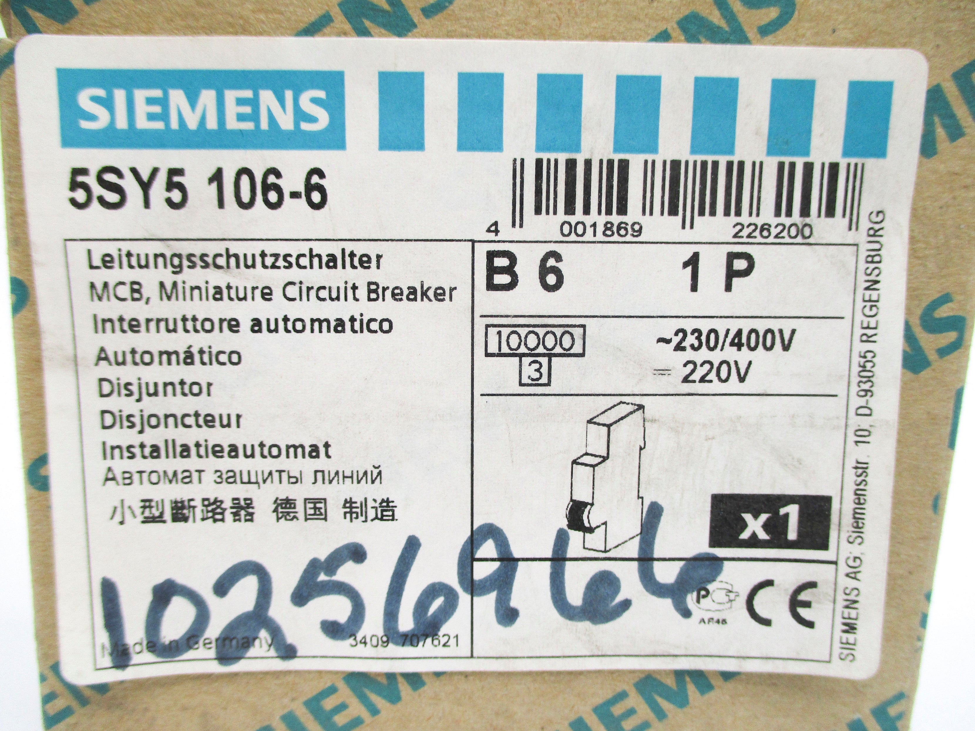 SIEMENS 5SY5106-6 230/400V 6A NSMP