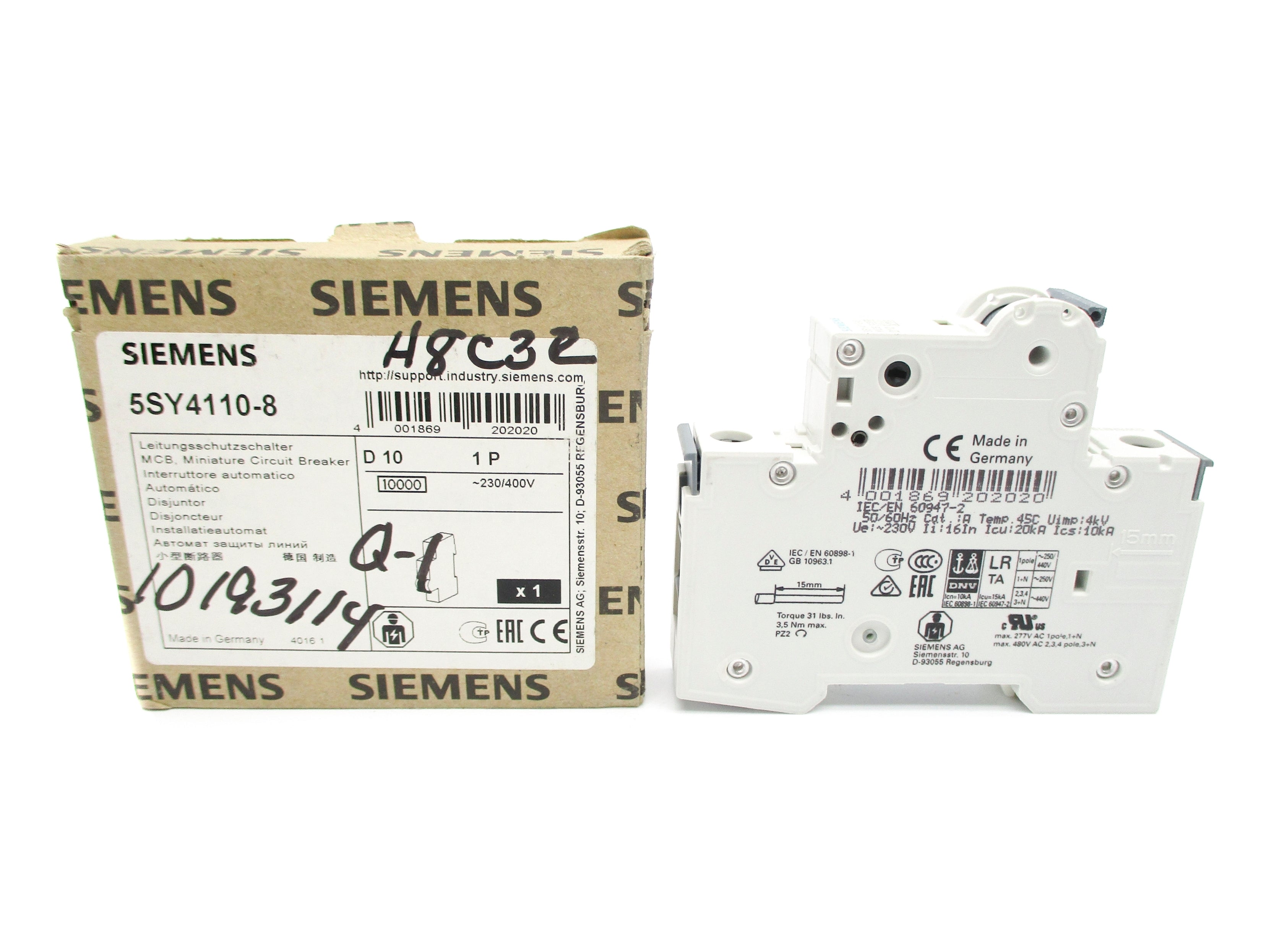 SIEMENS 5SY4110-8 230/400V 10A NSMP
