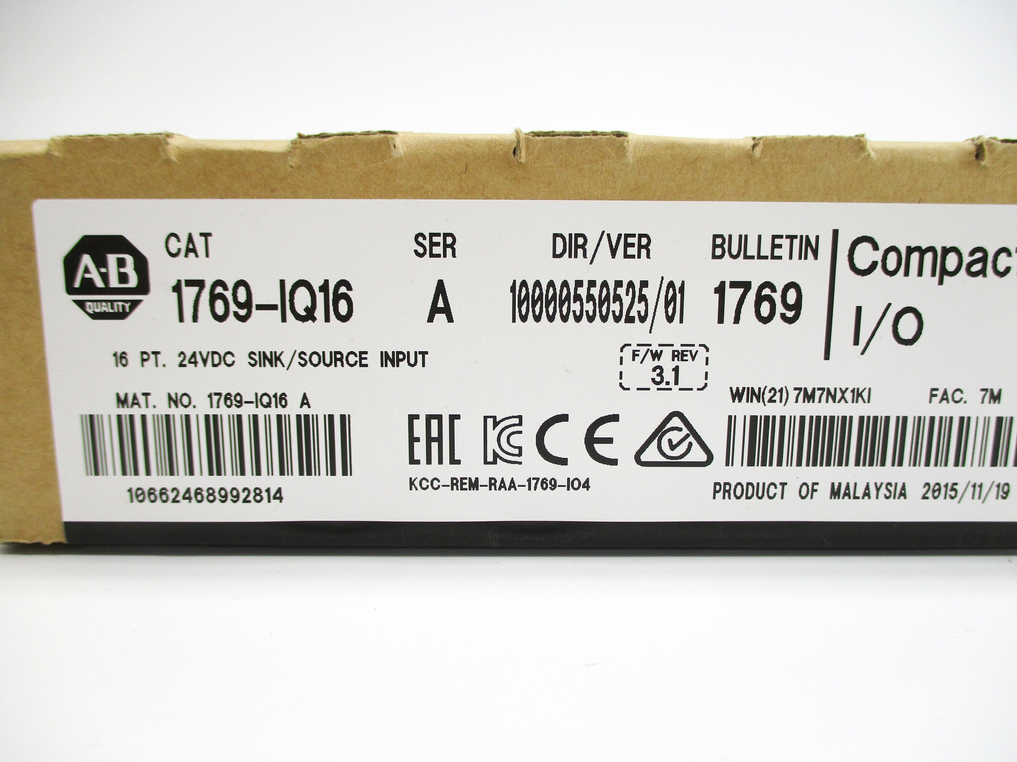 ALLEN BRADLEY 1769-IQ16 SER. A F/W 3.1 DATE: 2015 NSFS
