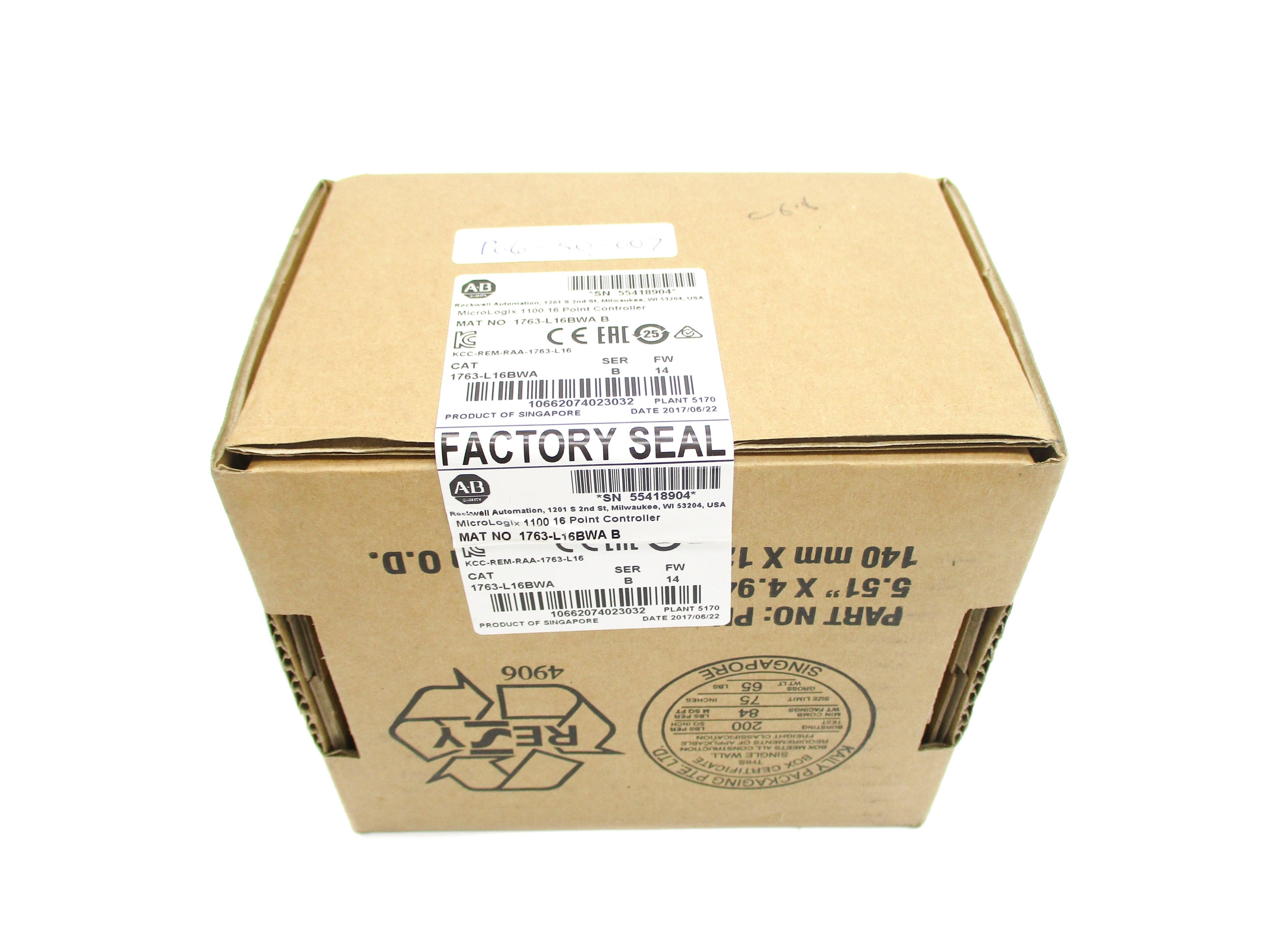ALLEN BRADLEY 1763-L16BWA SER. B F/W 14 DATE: 2017 NSFS
