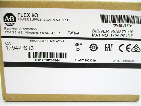 ALLEN BRADLEY 1794-PS13 SER. B 120/230VAC DATE: 2018 NSFS