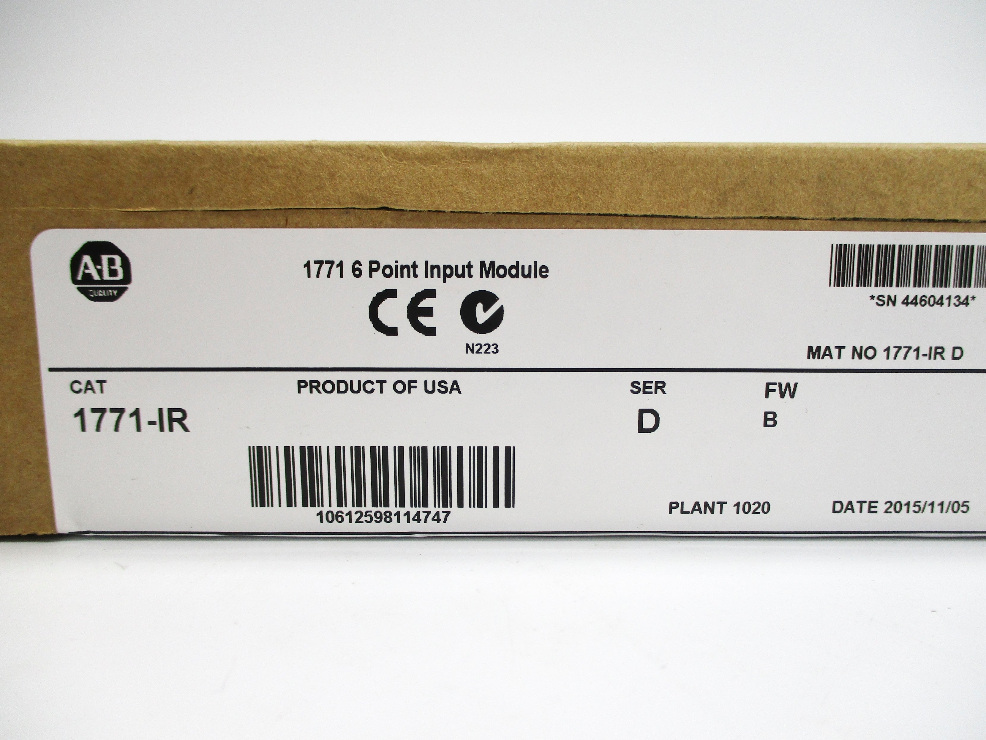 ALLEN BRADLEY 1771-IR SER. D F/W 8 DATE: 2015 NSFS