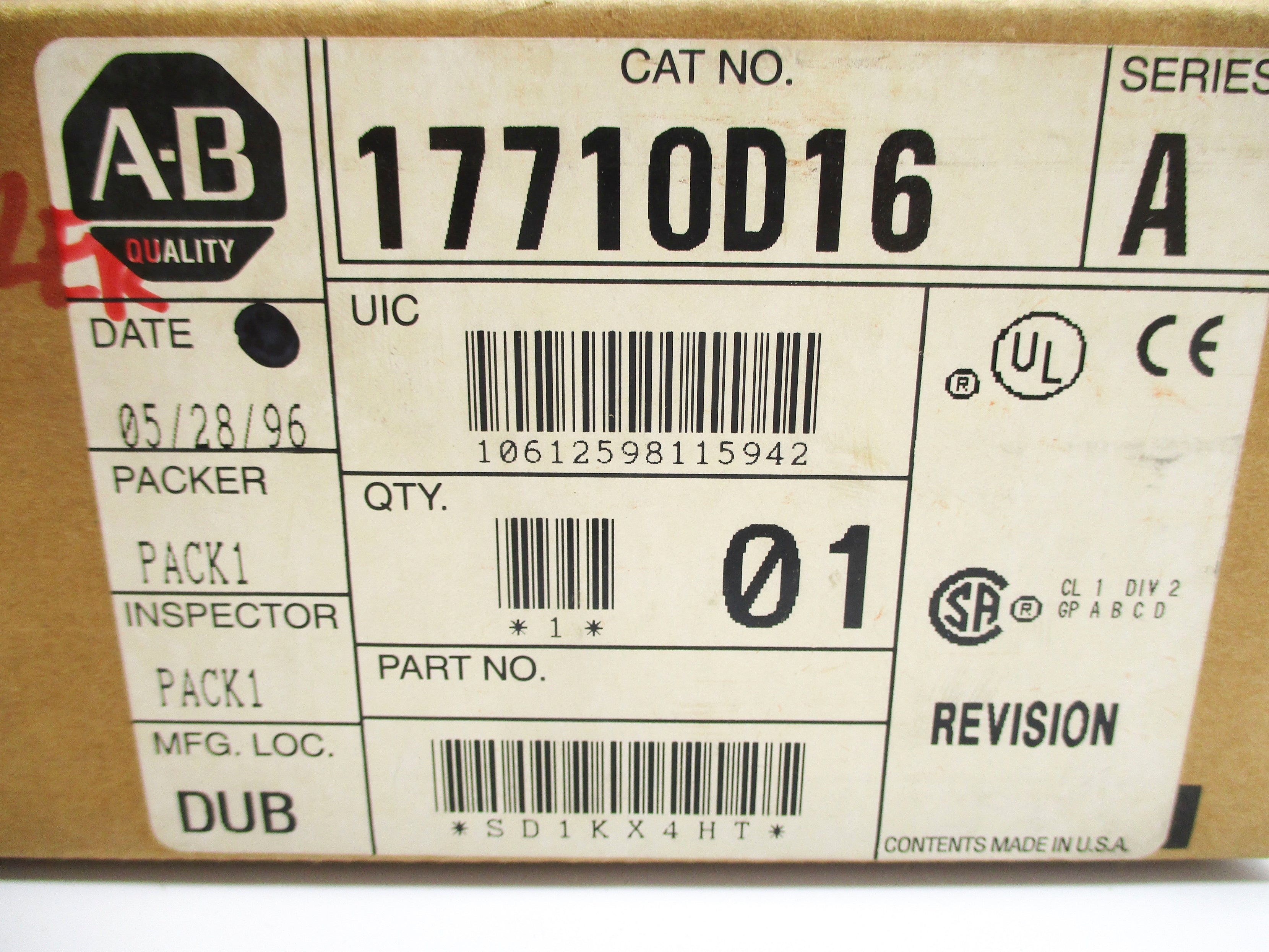 ALLEN BRADLEY 1771-OD16 SER. A NSMP
