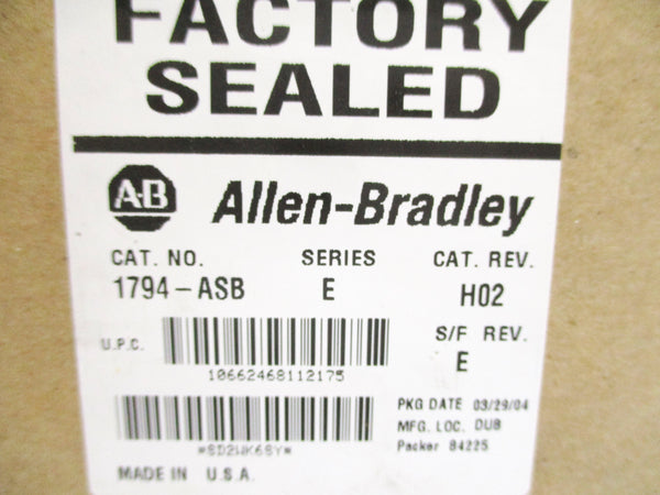 ALLEN BRADLEY 1794-ASB SER. E F/W E 24VDC REV. A02 NSMP
