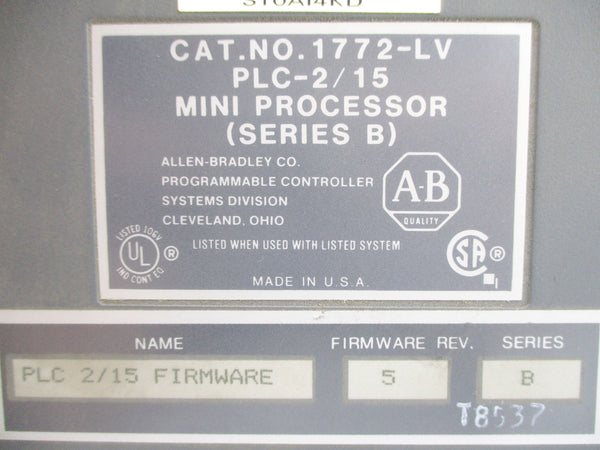 ALLEN BRADLEY 1772-LV SER. B F/W 5 (NO KEY) UNMP
