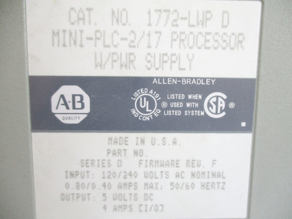 ALLEN BRADLEY 1772-LWP SER. D F/W F (NO KEY) UNMP