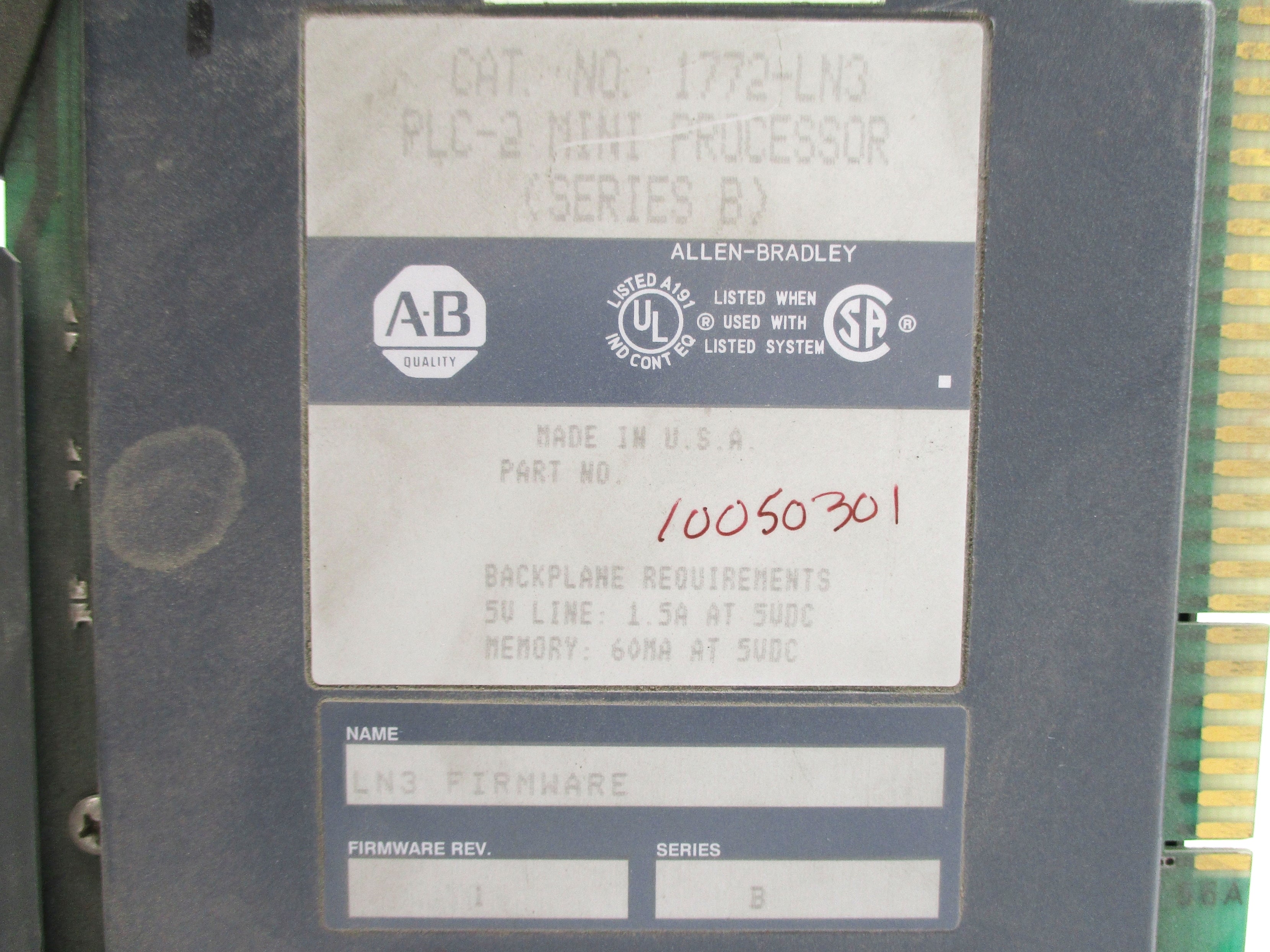 ALLEN BRADLEY 1772-LN3 SER. B F/W 1 (NO KEY) UNMP
