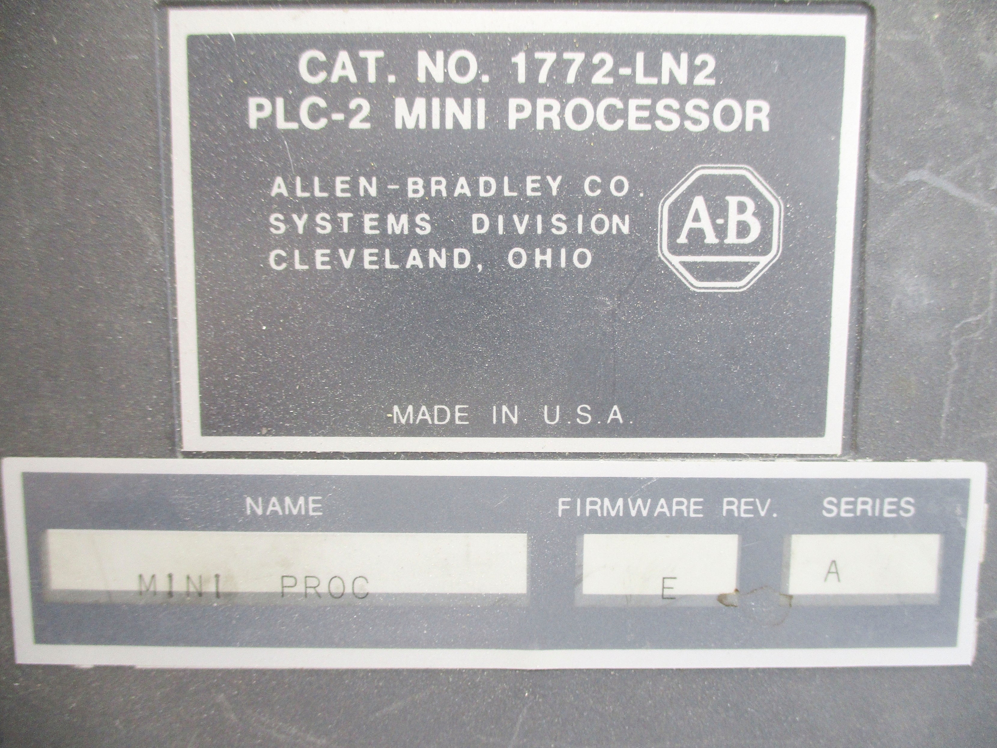ALLEN BRADLEY 1772-LN2 SER. A F/W E (NO KEY) UNMP
