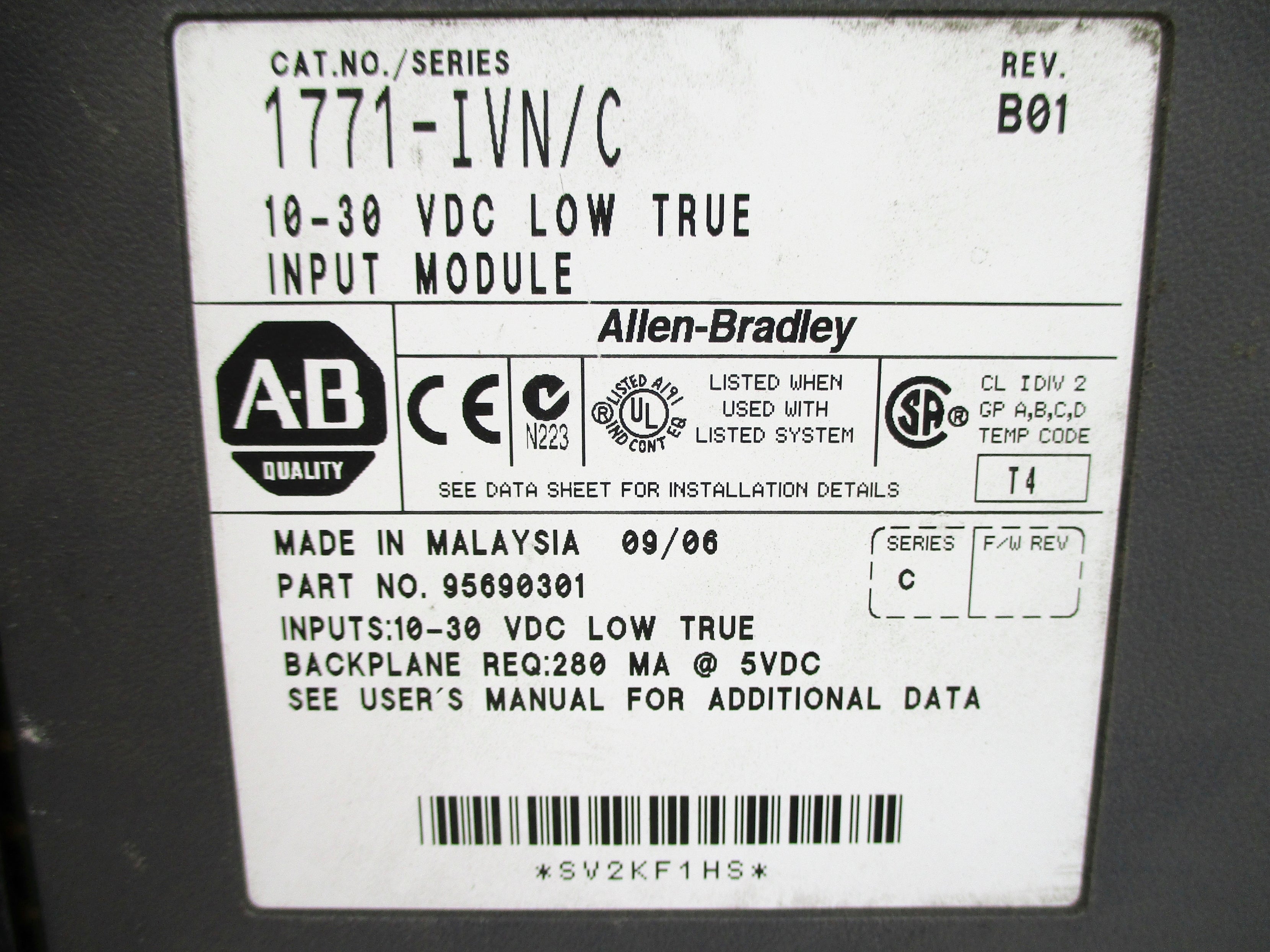 ALLEN BRADLEY 1771-IVN SER. C UNMP