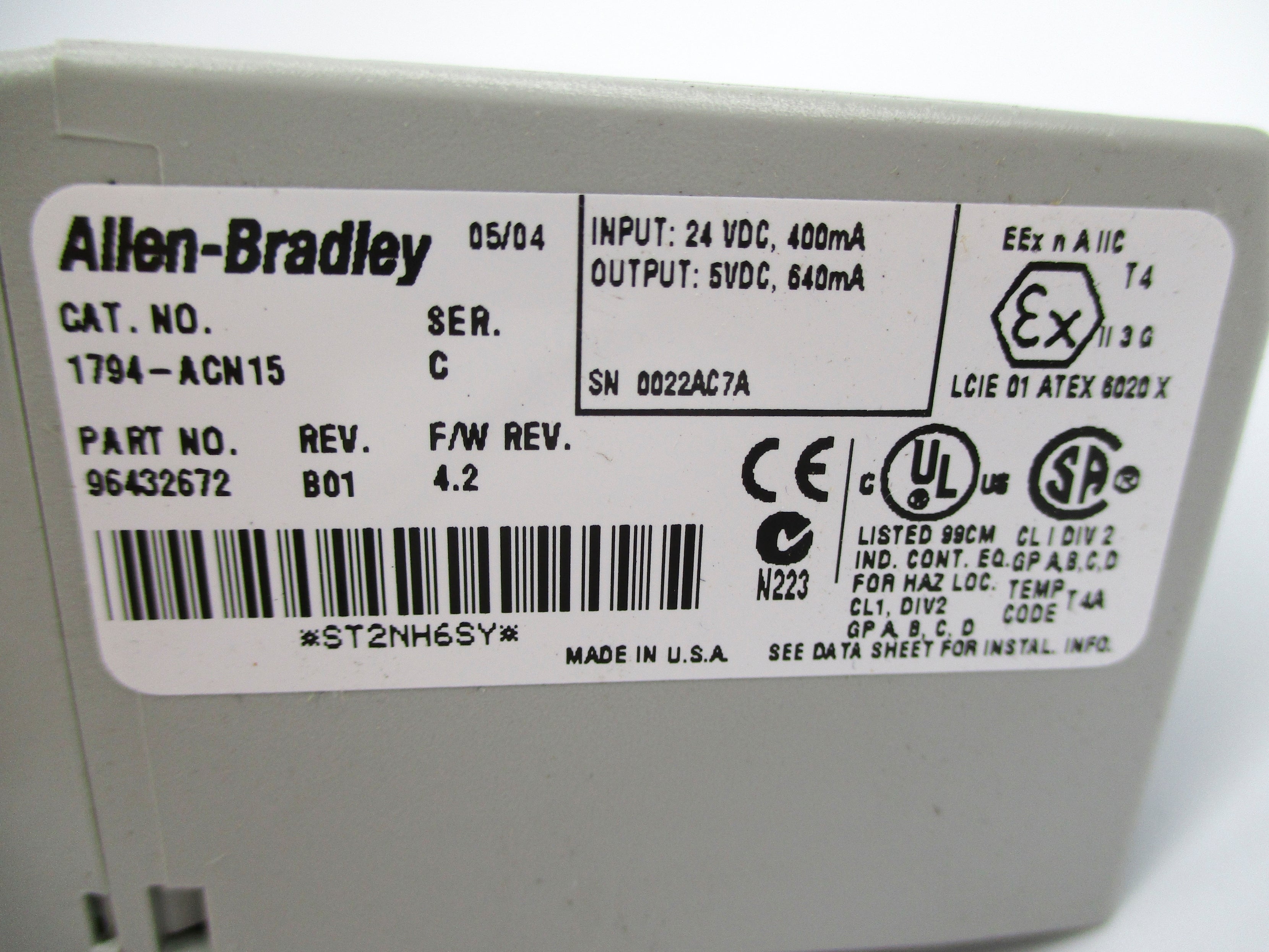 ALLEN BRADLEY 1794-ACN15 SER. C F/W 4.2 NSNP