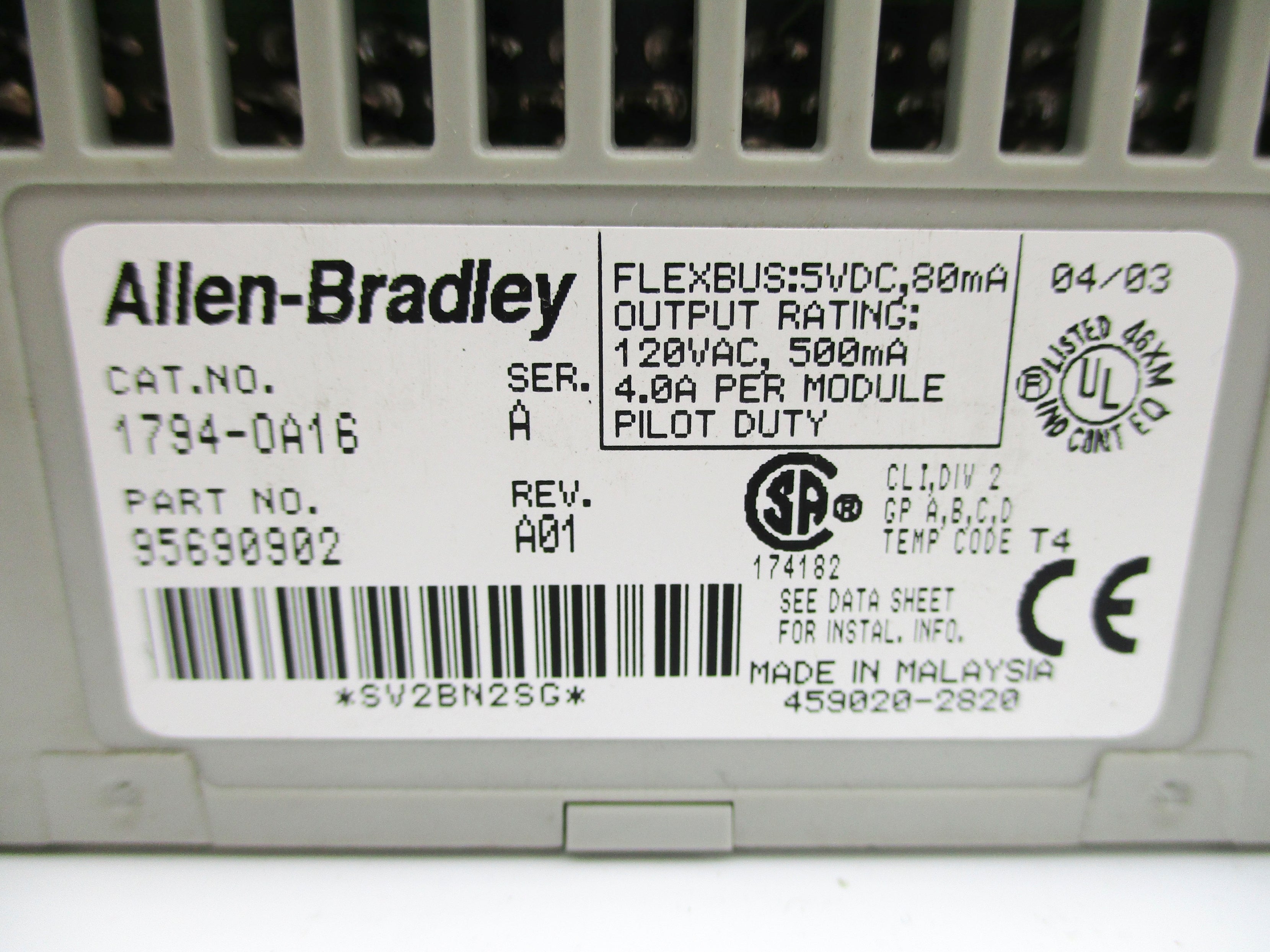 ALLEN BRADLEY 1794-OA16 SER. A 120VAC 4.0A NSNP