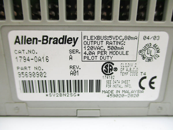 ALLEN BRADLEY 1794-OA16 SER. A 120VAC 4.0A NSNP