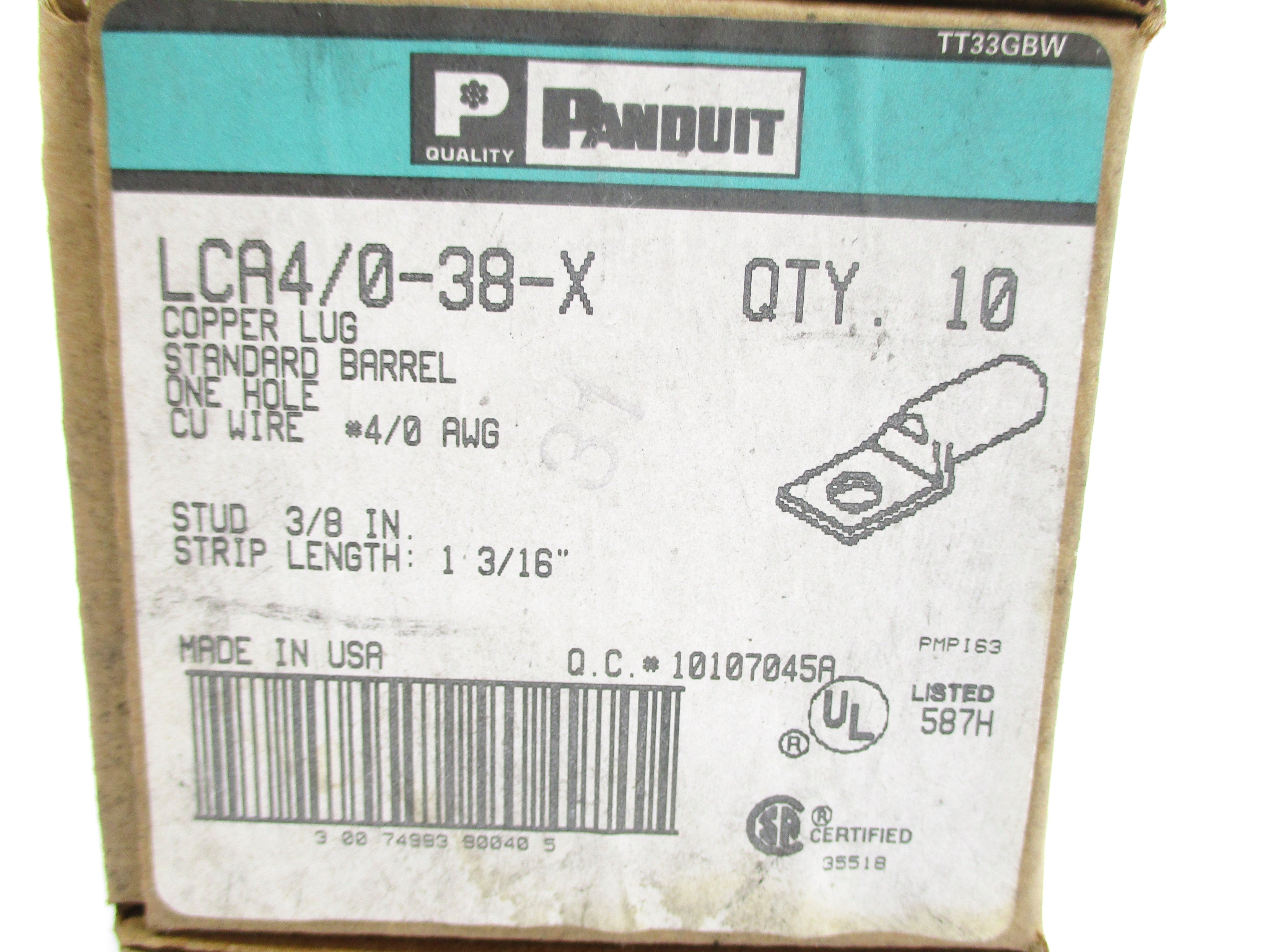 PANDUIT LCA4/0-38-X (PKG OF 10) NSMP