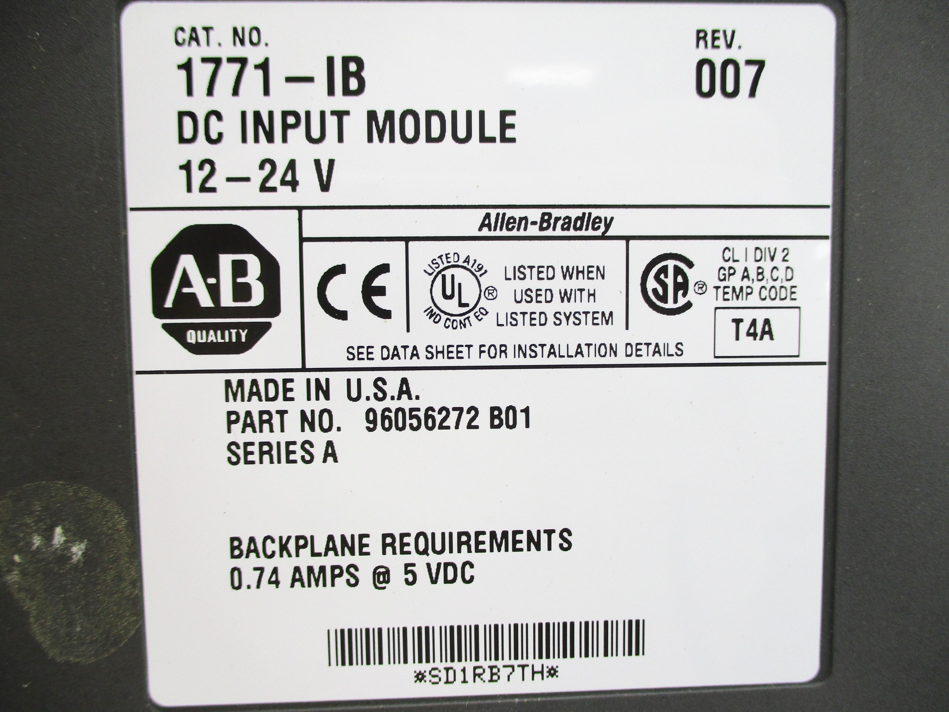 ALLEN BRADLEY 1771-IB SER. A NSNP