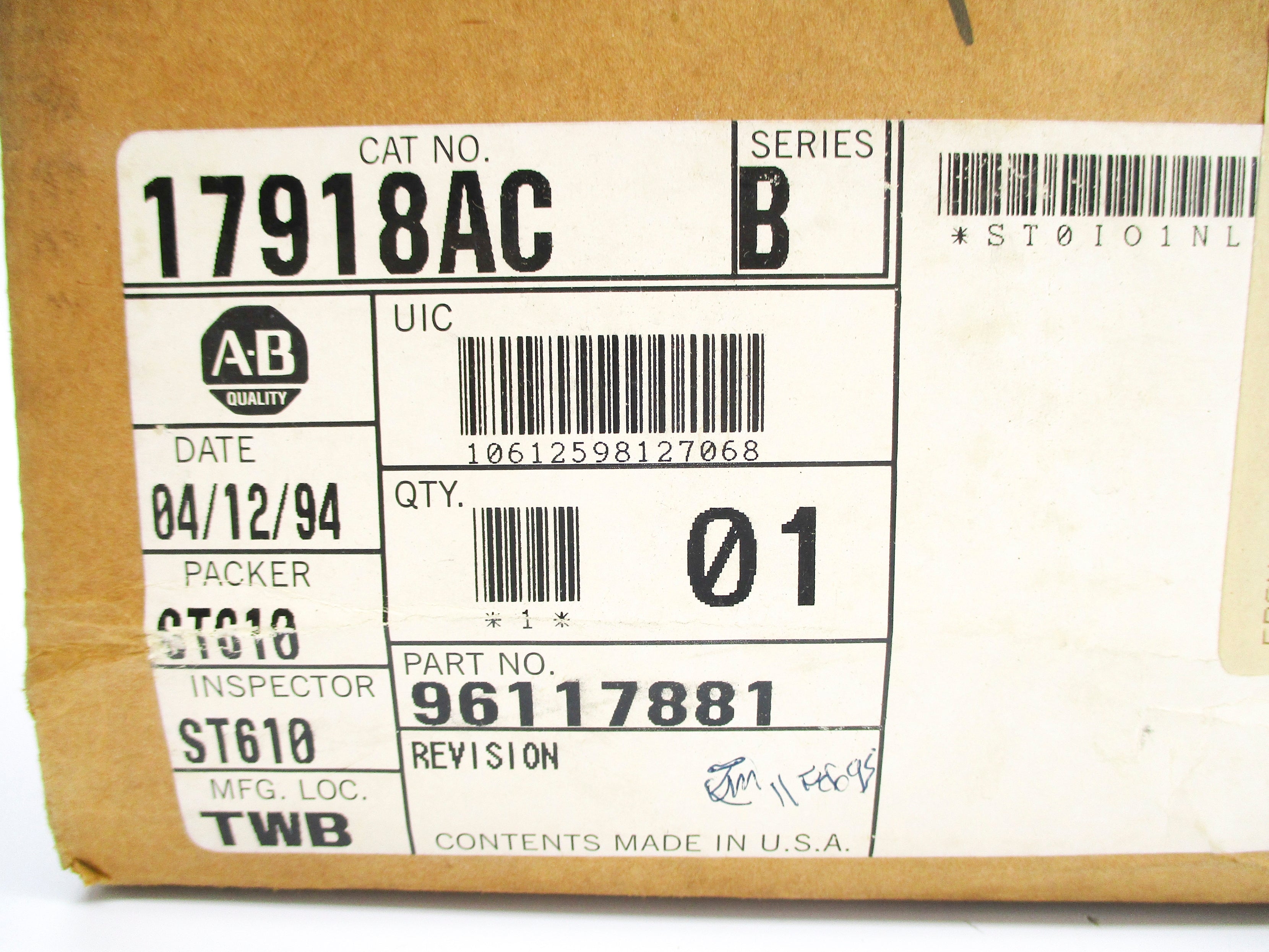 ALLEN BRADLEY 1791-8AC SER. B NSMP