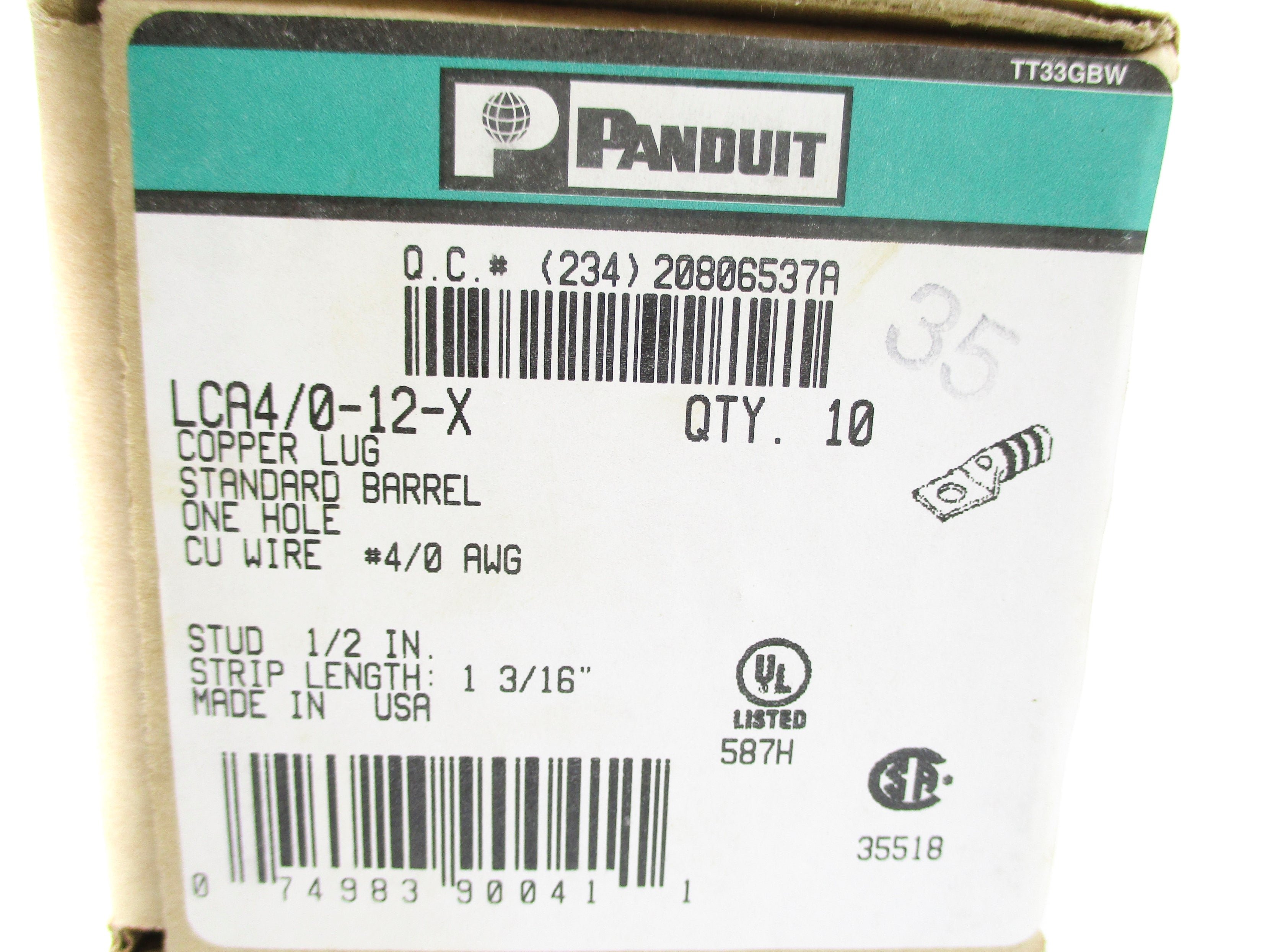 PANDUIT LCA4/0-12-X (PKG OF 10) NSMP