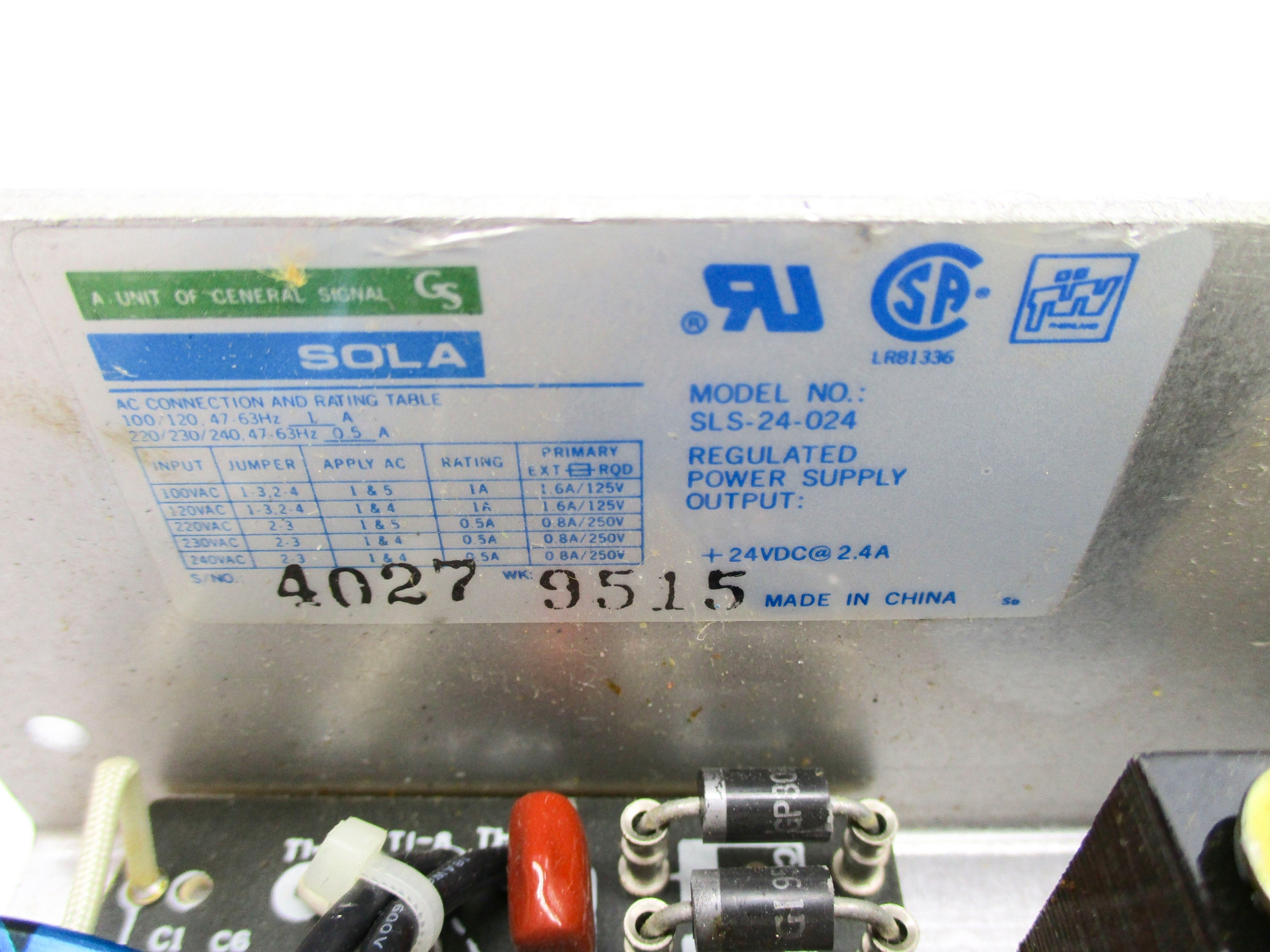 SOLA SLS-24-024 240VAC 0.5A UNMP